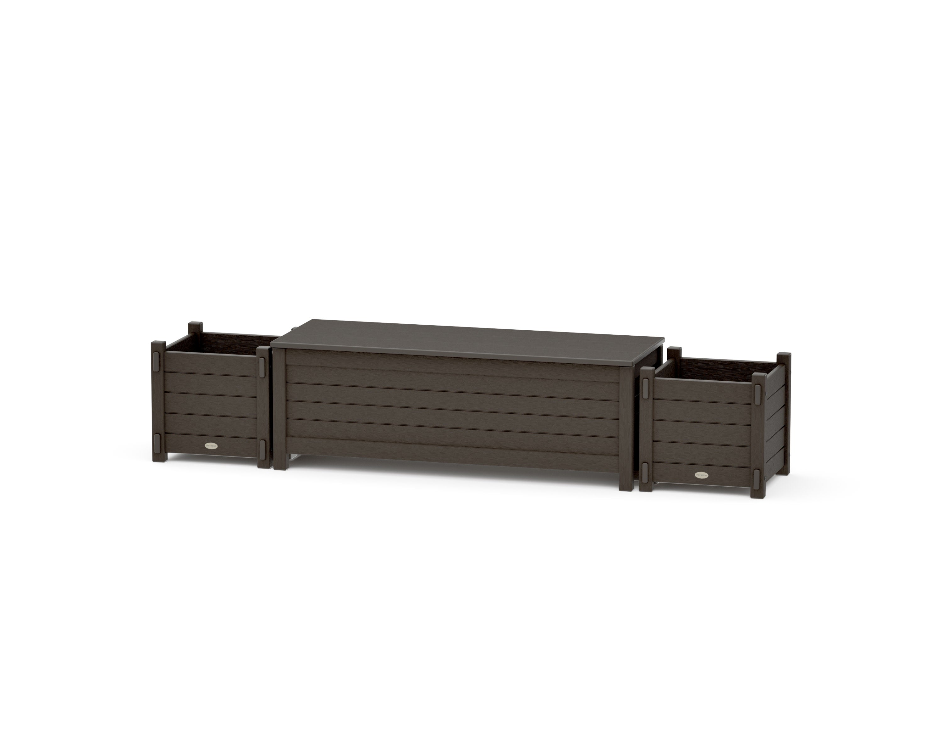 48" Nautical Straight Planter Storage Bench Set in Vintage Coffee