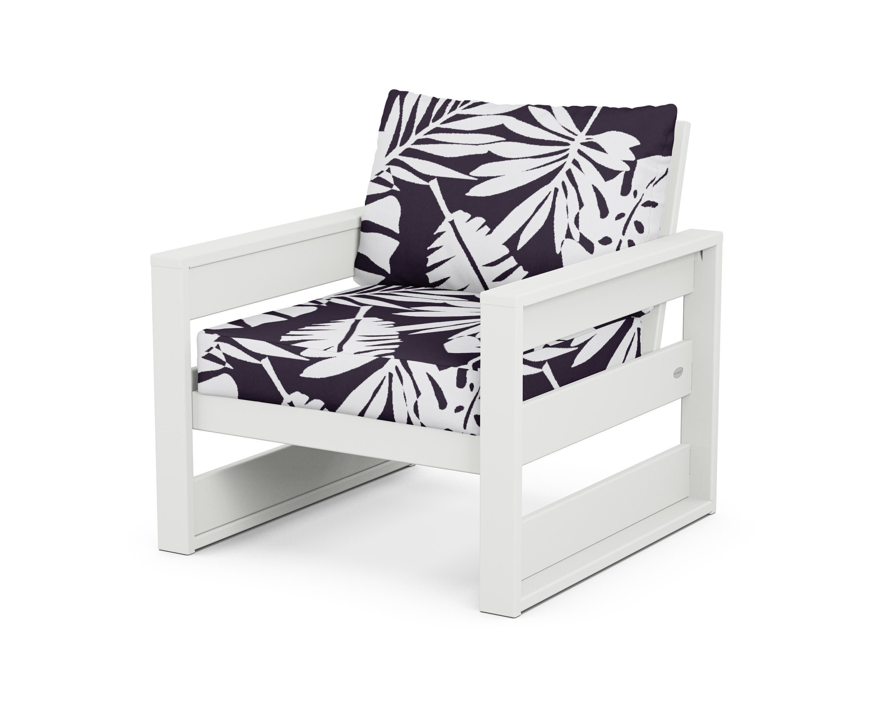 Westport Club Chair in White / Leaf Navy