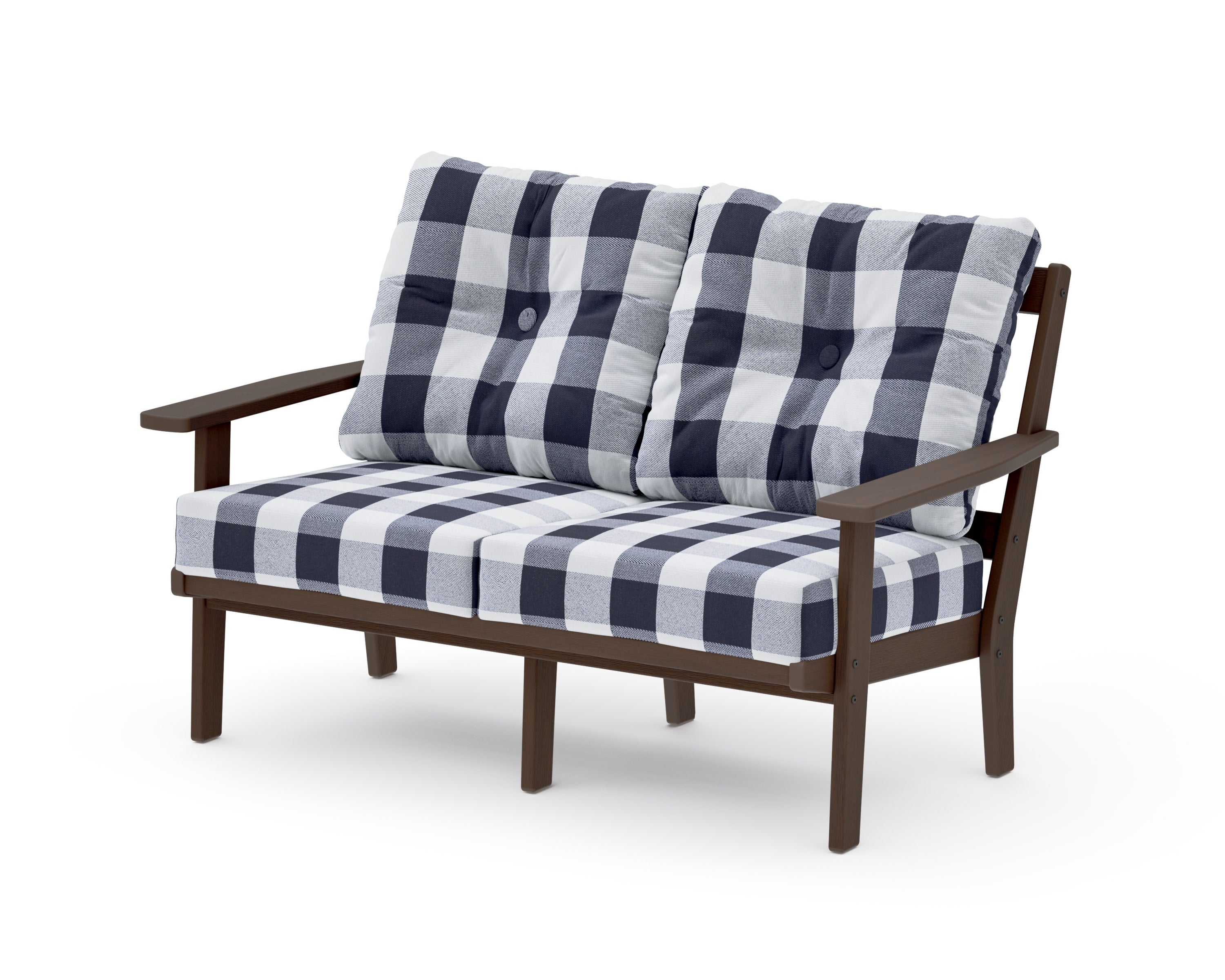 Oxford Deep SeatingLoveseat in Kona / Buffalo Plaid Navy
