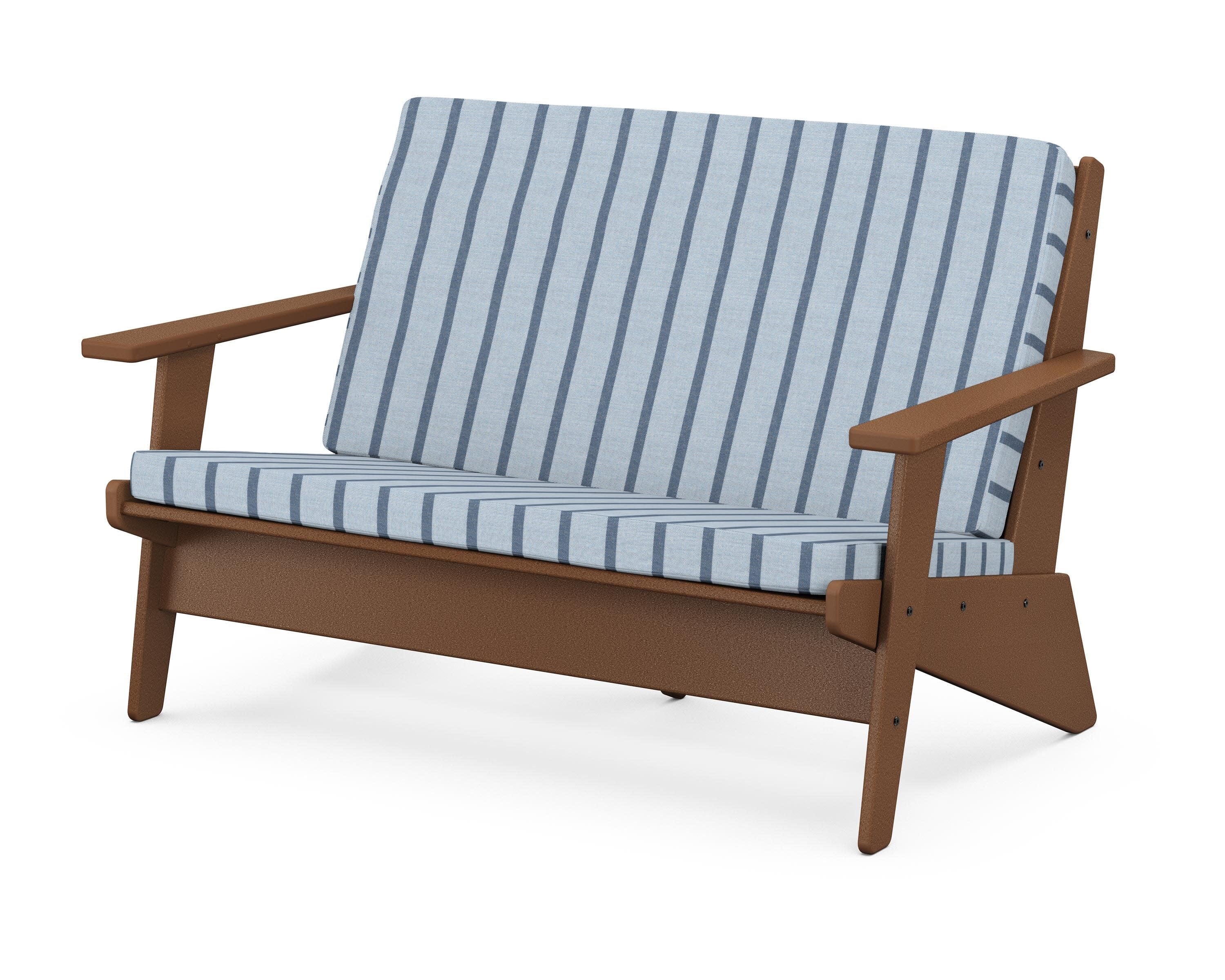 Riviera Modern Lounge Loveseat in Teak / Unwind Sky