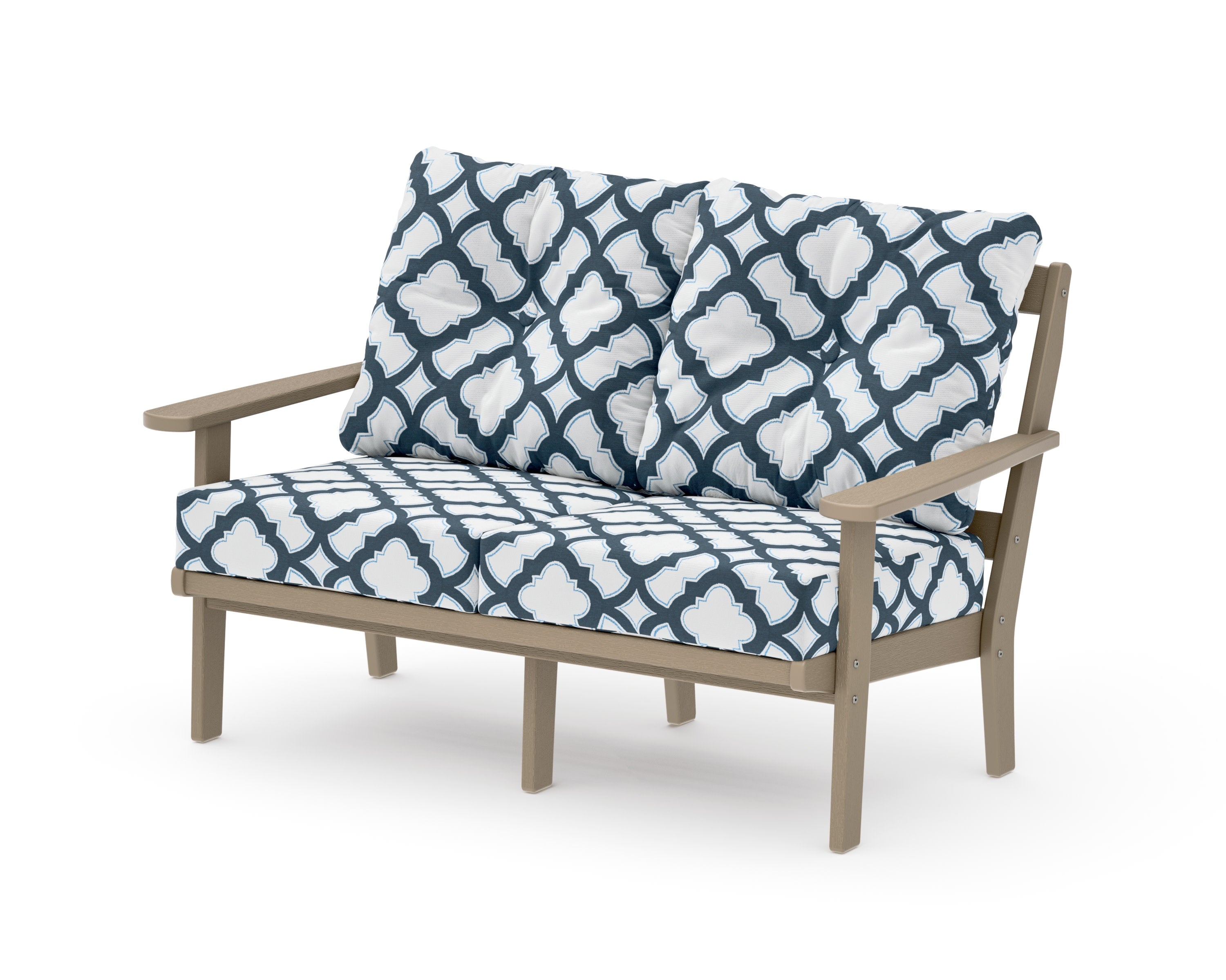 Mission Deep SeatingLoveseat in Vintage Sahara / Trellis Marine Indigo