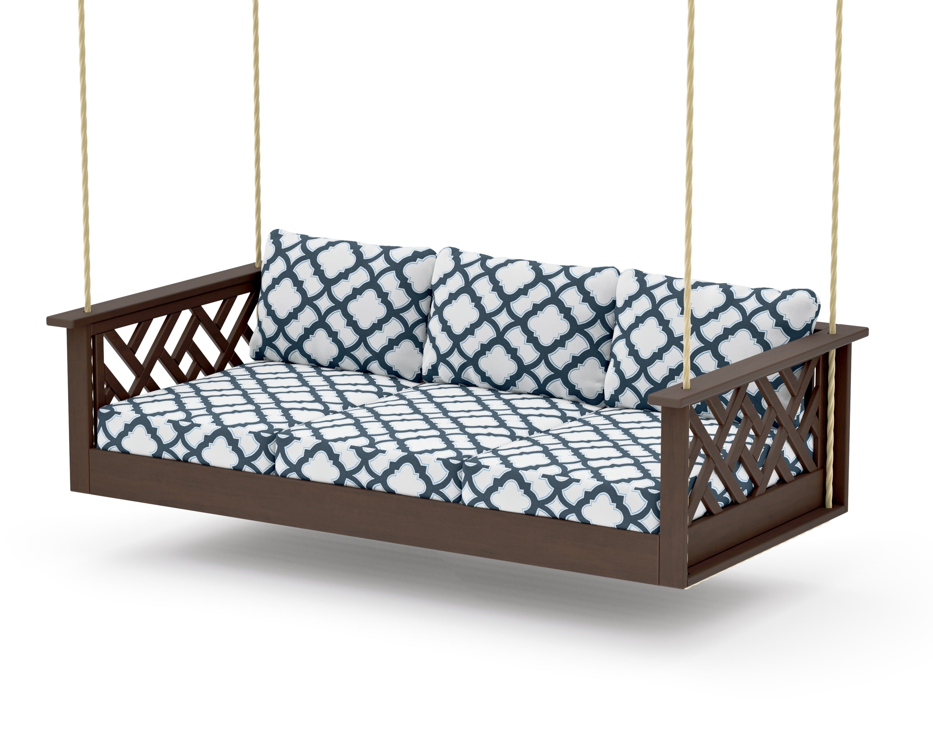 Chippendale Daybed Swing in Kona / Trellis Marine Indigo