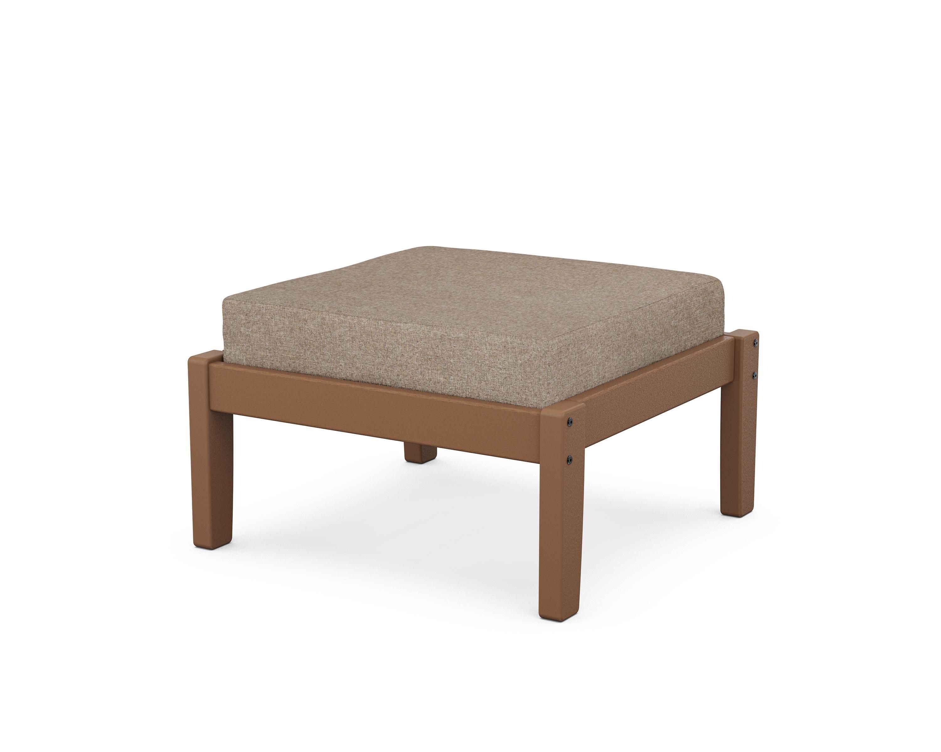 Deep Seating Ottoman in Teak / Spiced Burlap
