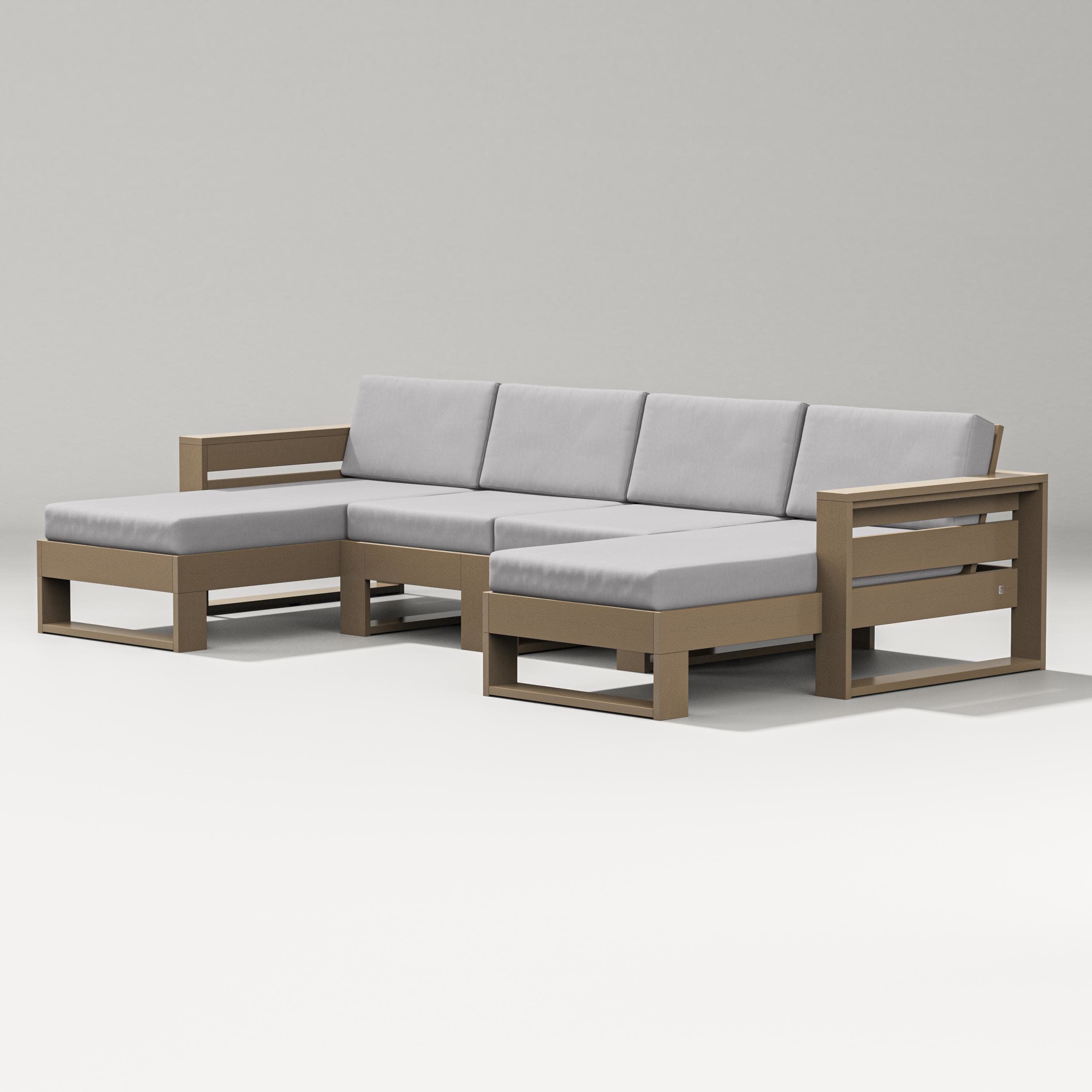 Latitude Double Chaise Sectional in Vintage Sahara / Granite