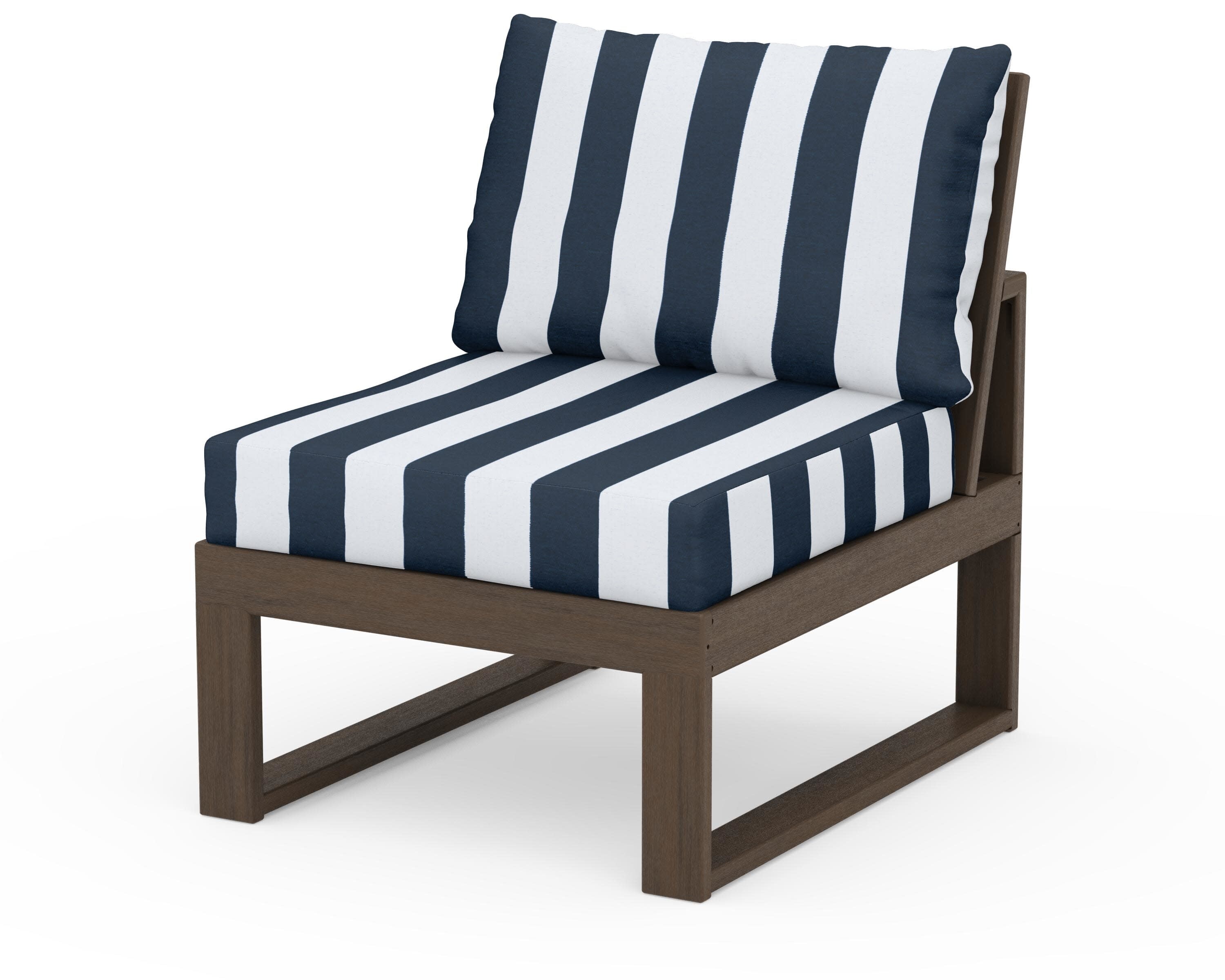 Modular Armless Chair in Kona / Cabana Stripe Marine Indigo