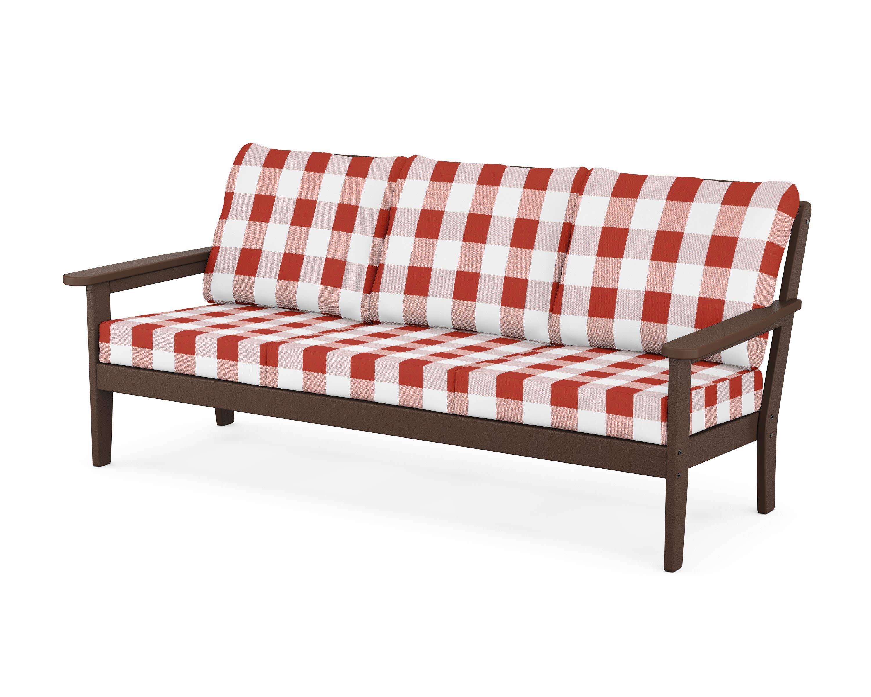 Cottage Deep Seating Sofa in Mahogany / Buffalo Plaid Crimson