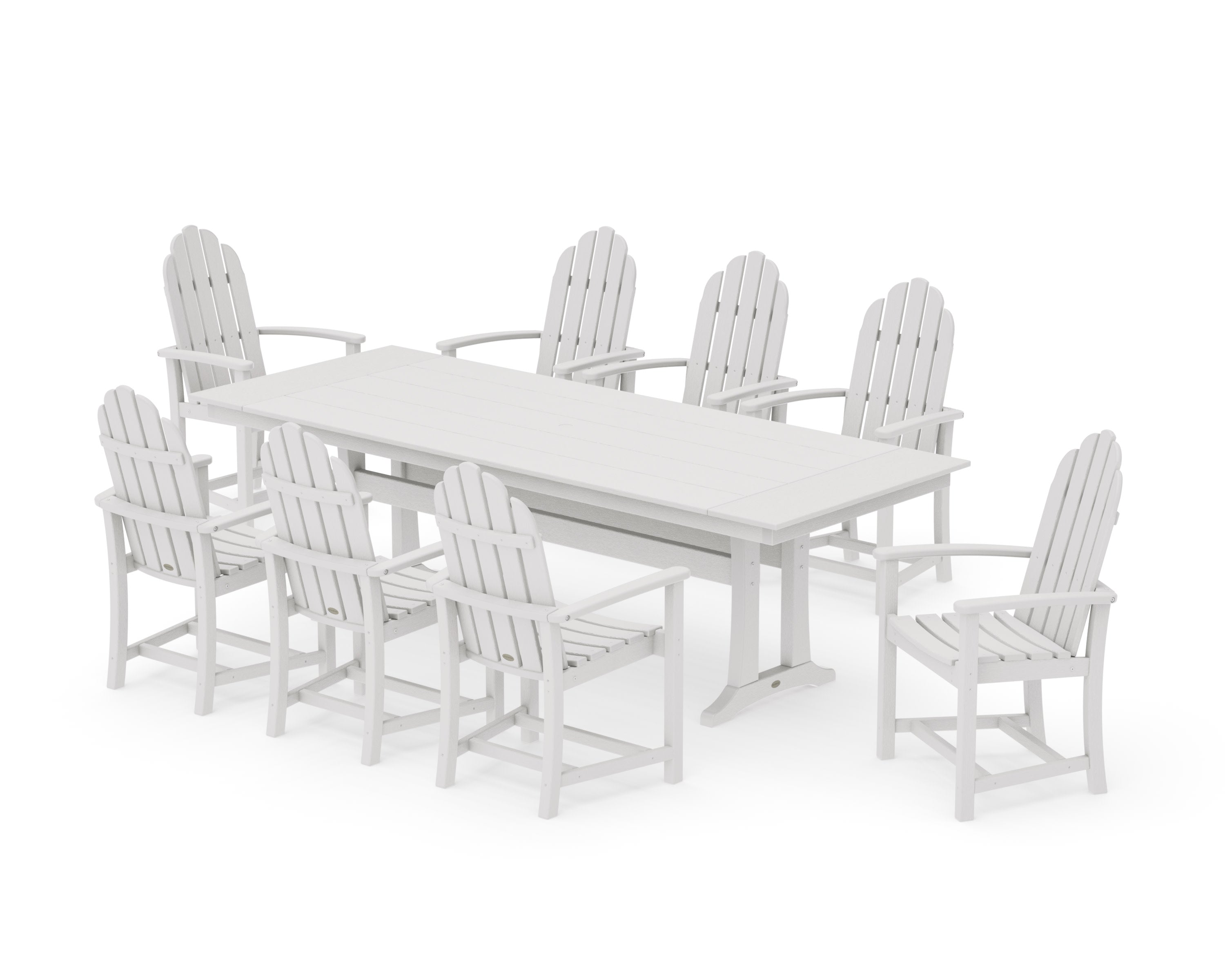 Classic Adirondack 9-Piece Farmhouse Dining Set with Trestle Legs in Vintage White