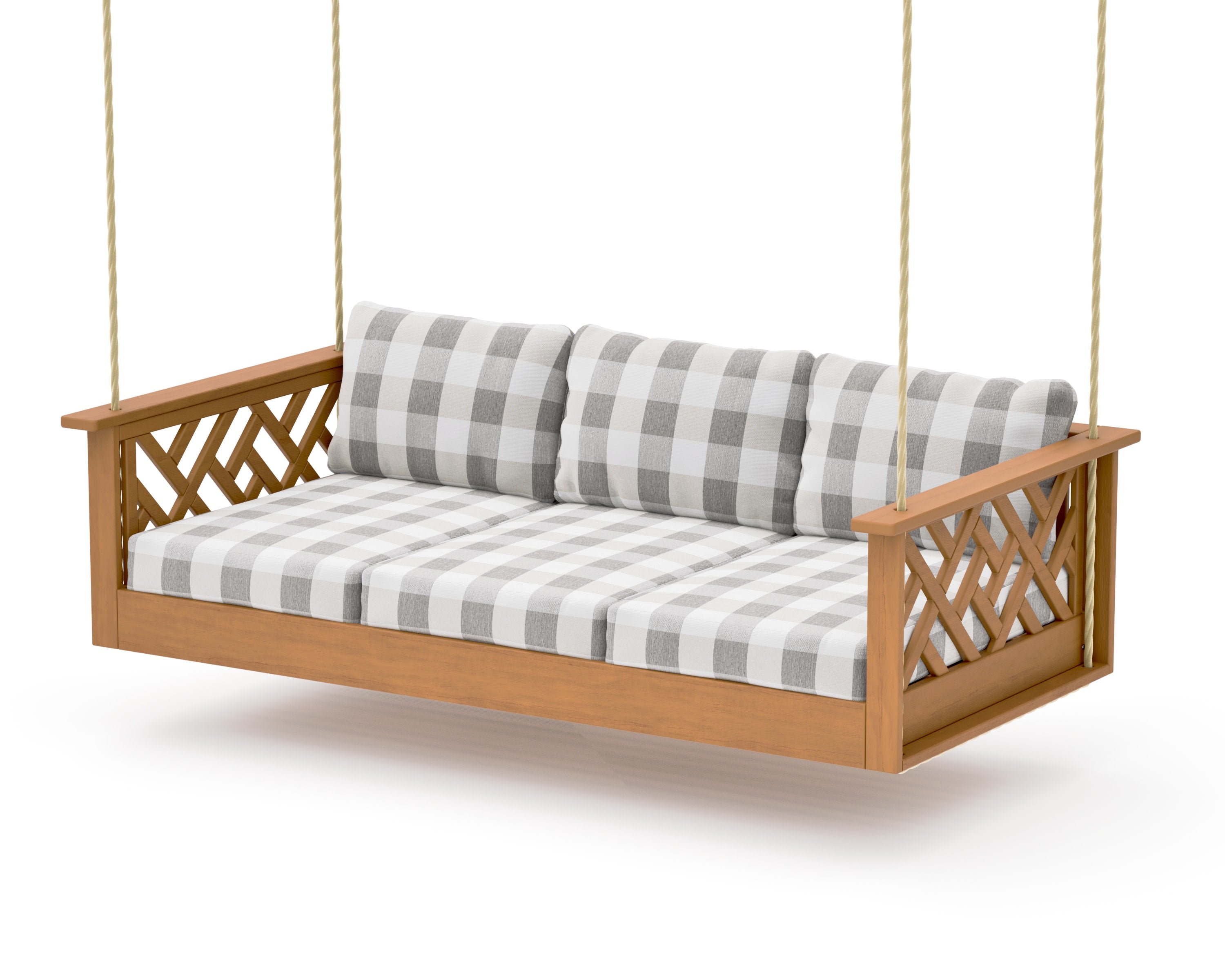 Chippendale Daybed Swing in Natural / Buffalo Plaid Grey Mist