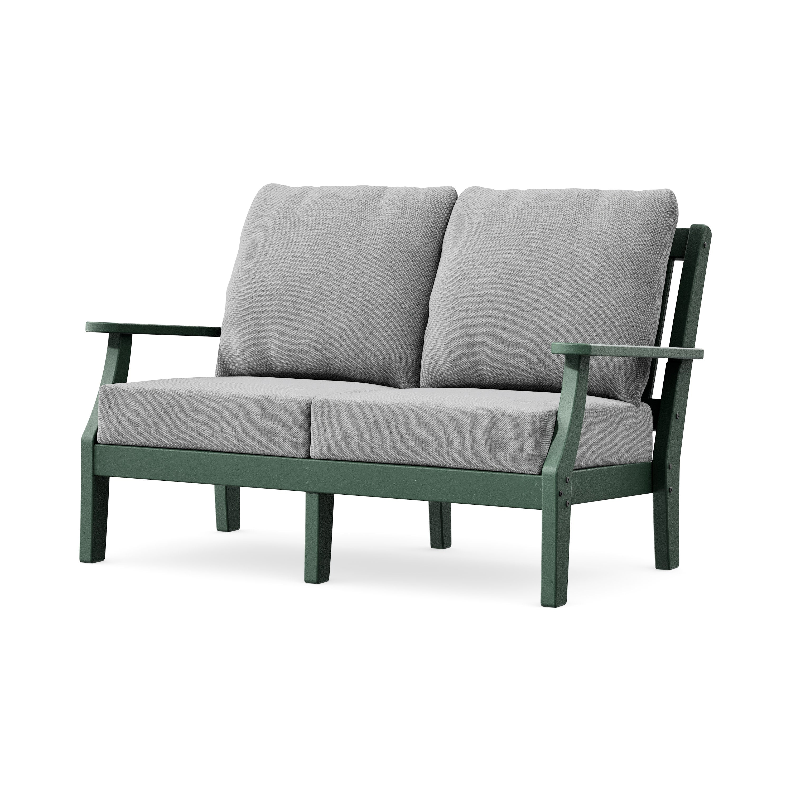 Chinoiserie Deep Seating Loveseat in Green / Grey Mist