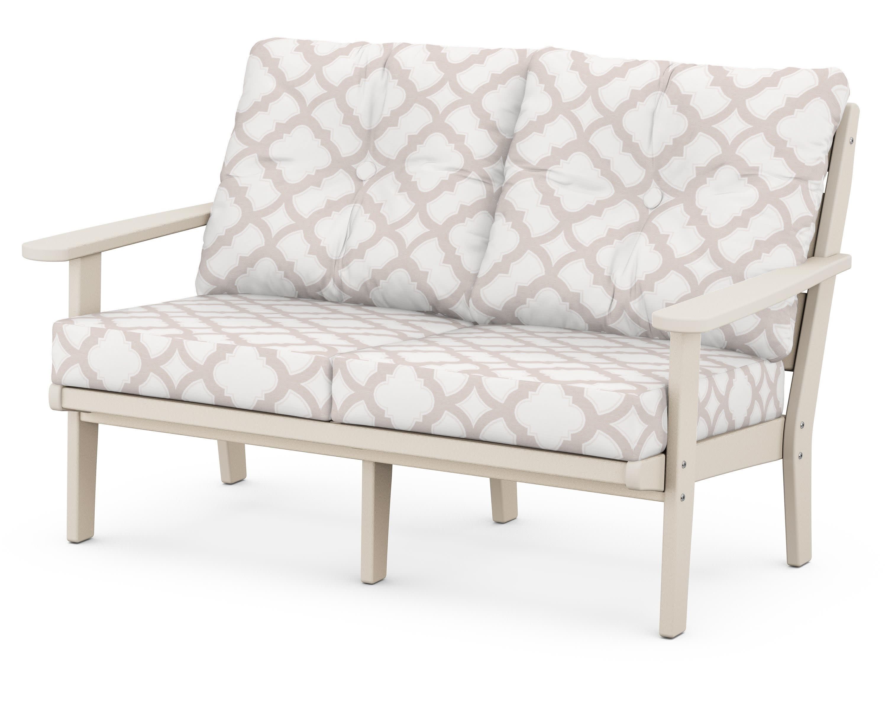 Lakeside Deep Seating Loveseat in Sand / Trellis Dune Burlap