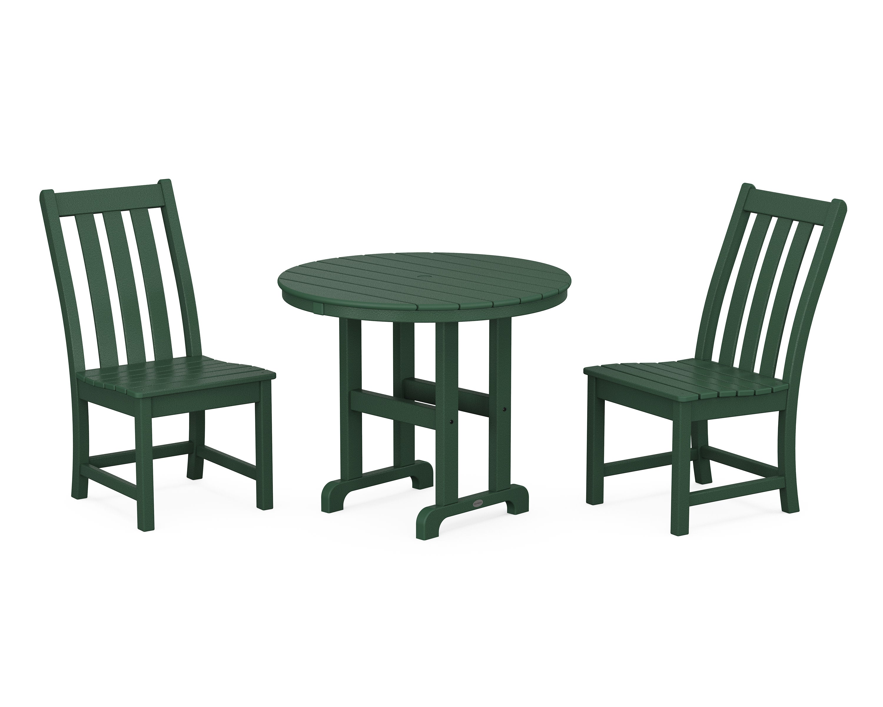 Vineyard Side Chair 3-Piece Round Dining Set in Green