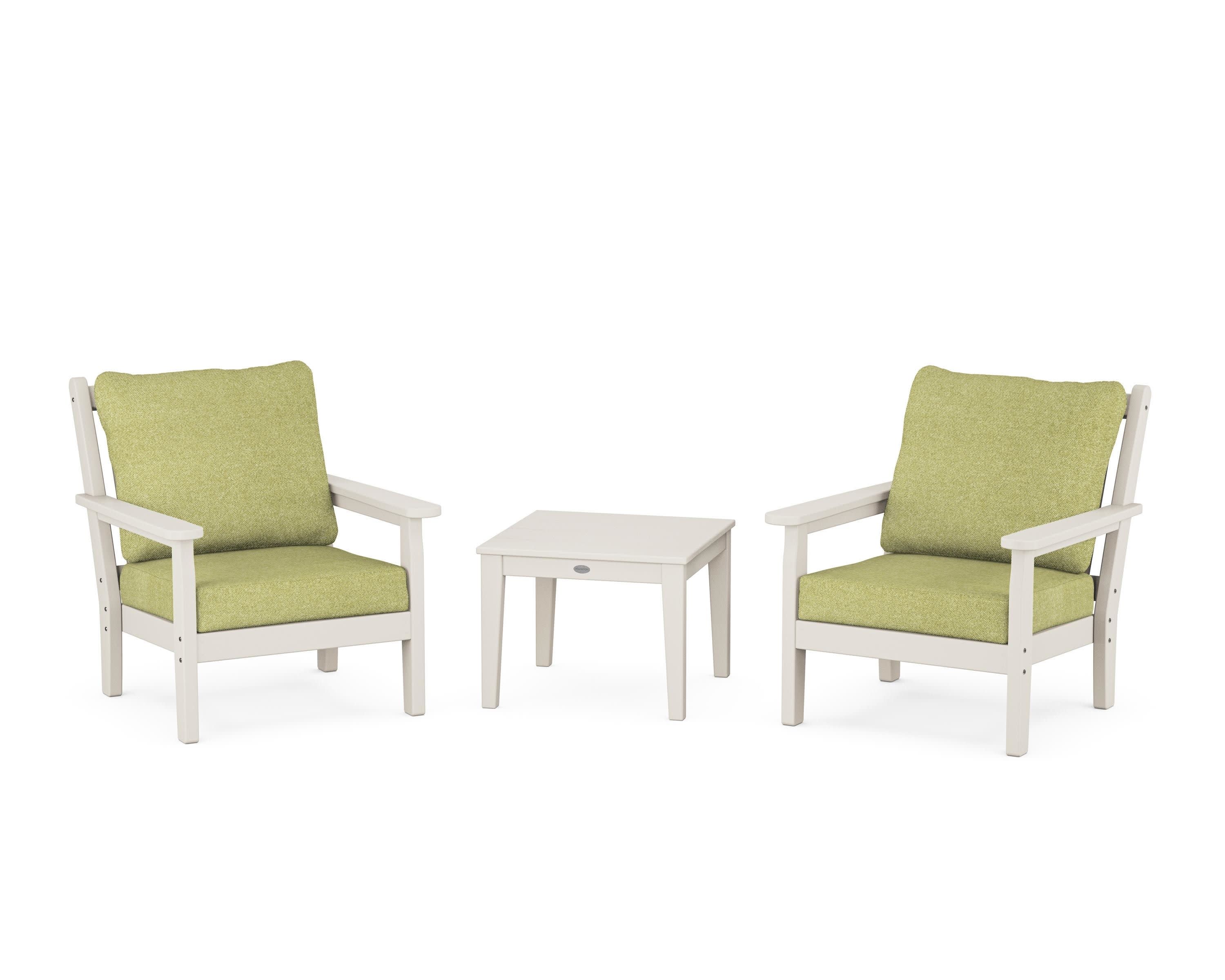 Chippendale 3-Piece Deep Seating Set in Sand / Chartreuse Boucle