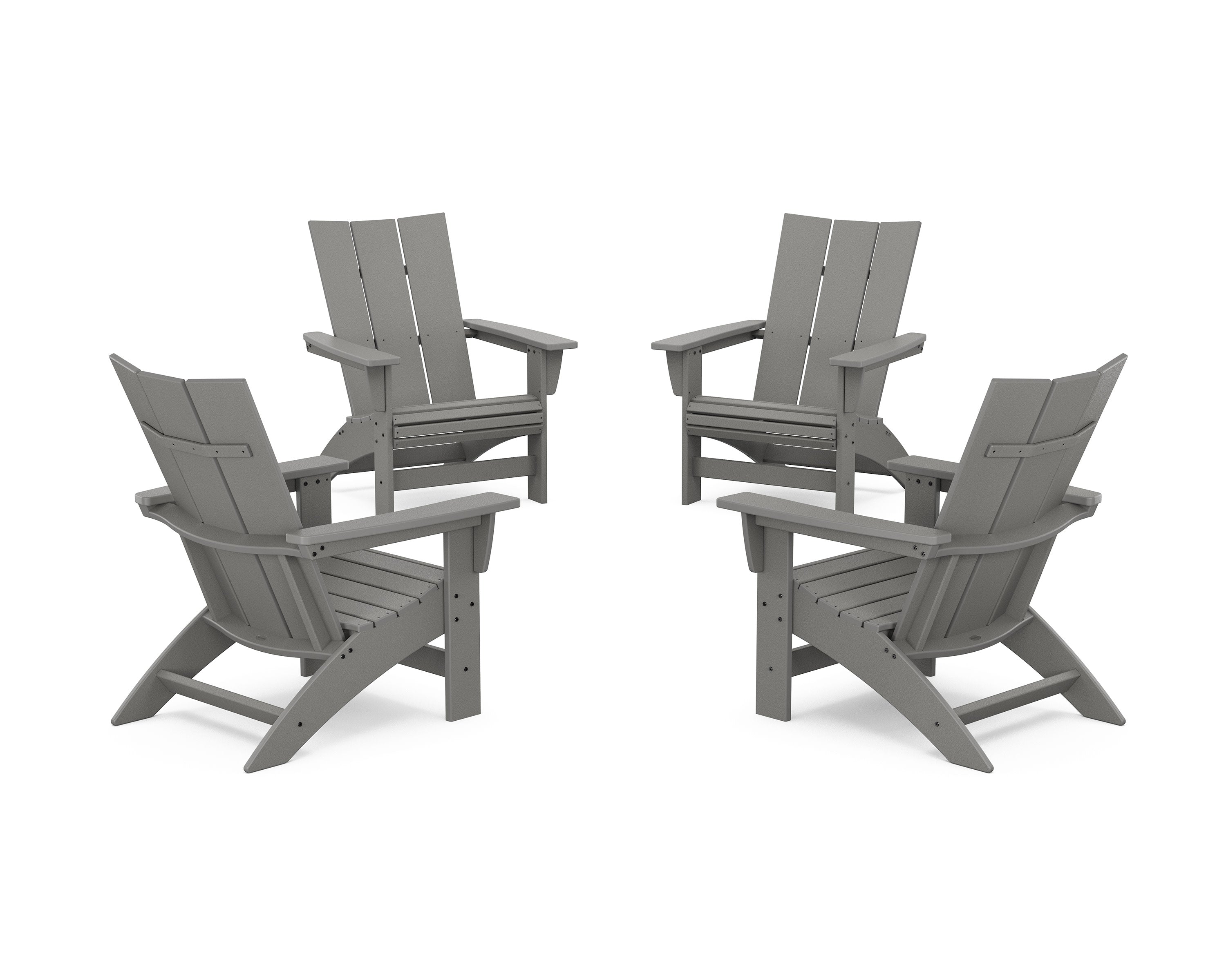 4-Piece Modern Grand Adirondack Chair Conversation Set in Slate Grey