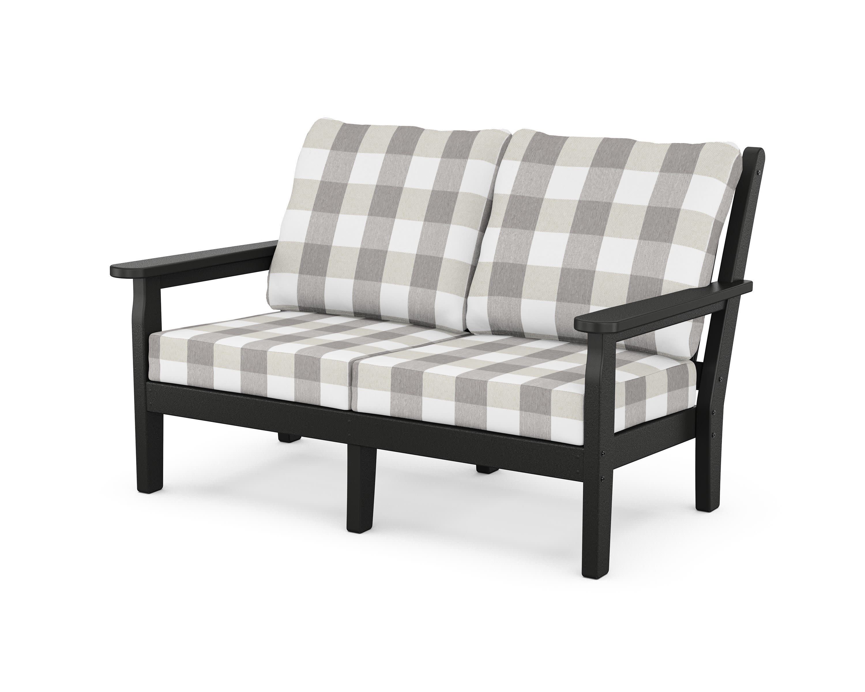 Chippendale Deep Seating Loveseat in Black / Buffalo Plaid Grey Mist