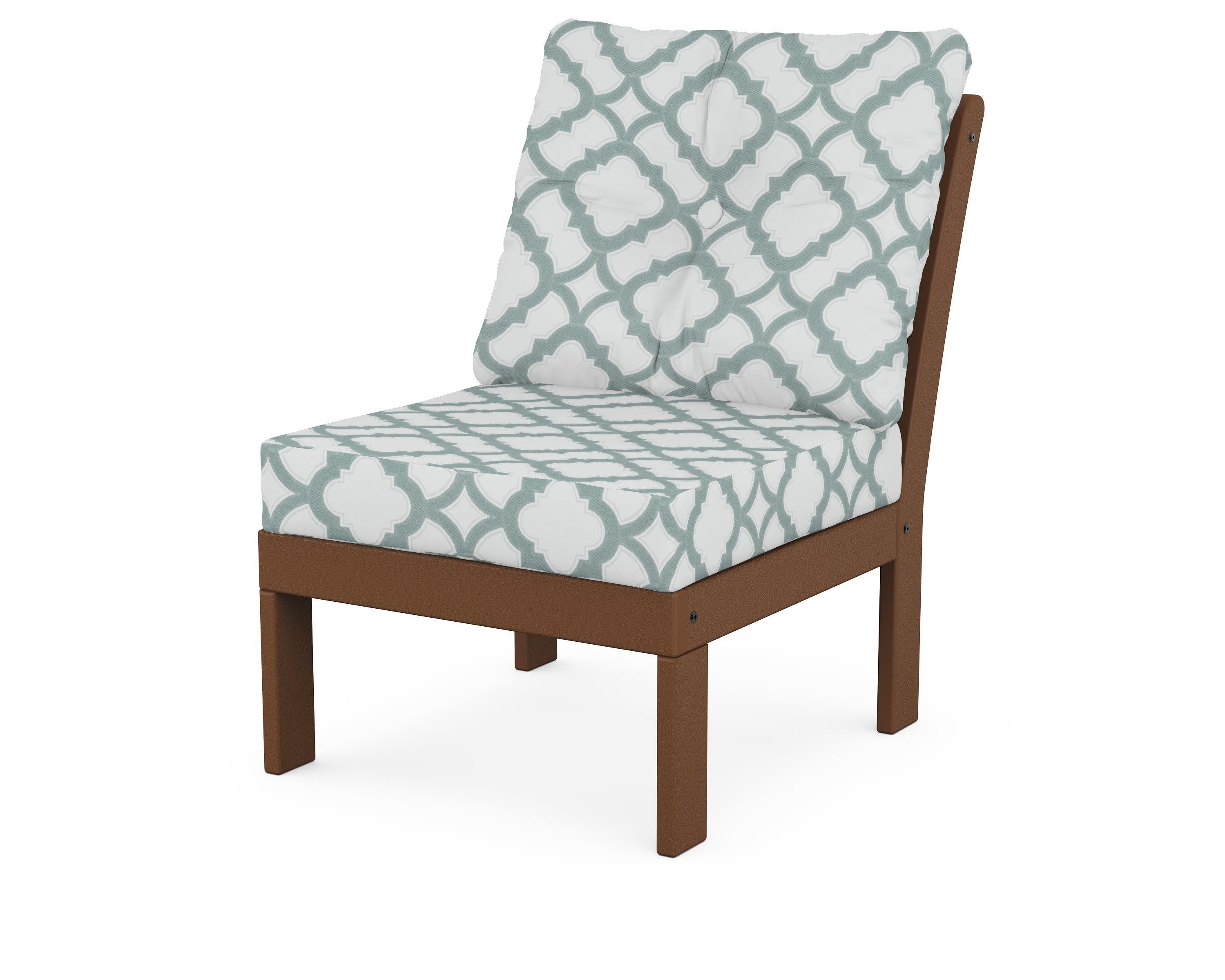 Vineyard Modular Armless Chair in Teak / Trellis Glacier Spa