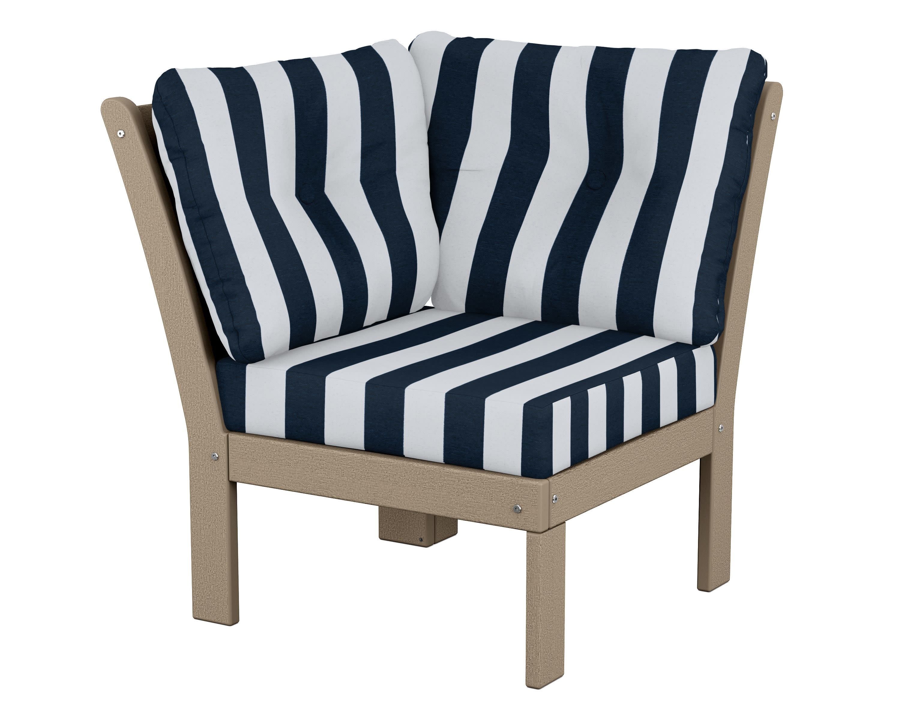 Vineyard Modular Corner Chair in Vintage Sahara / Cabana Stripe Marine Indigo