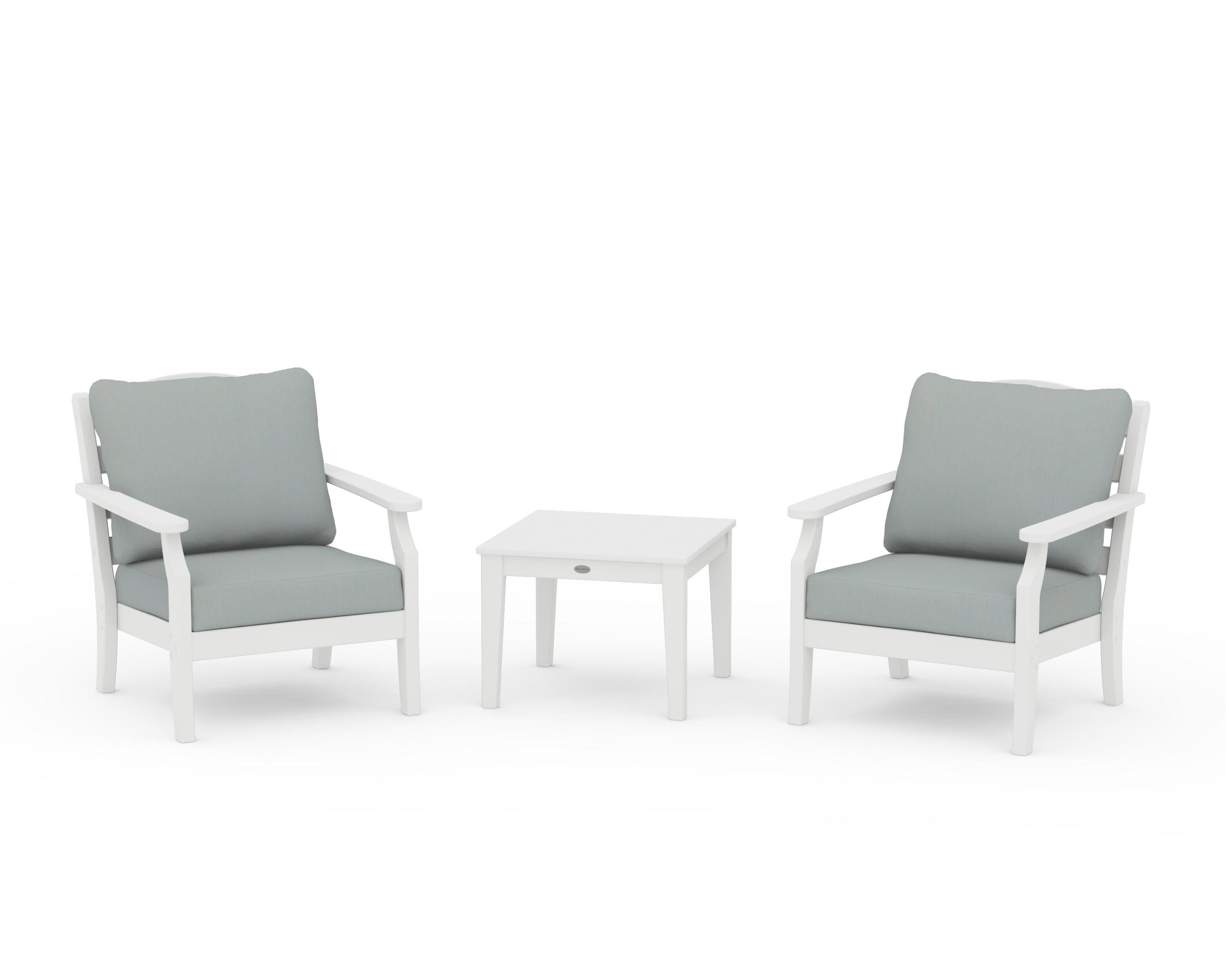 Savannah 3-Piece Deep Seating Set in White / Spa