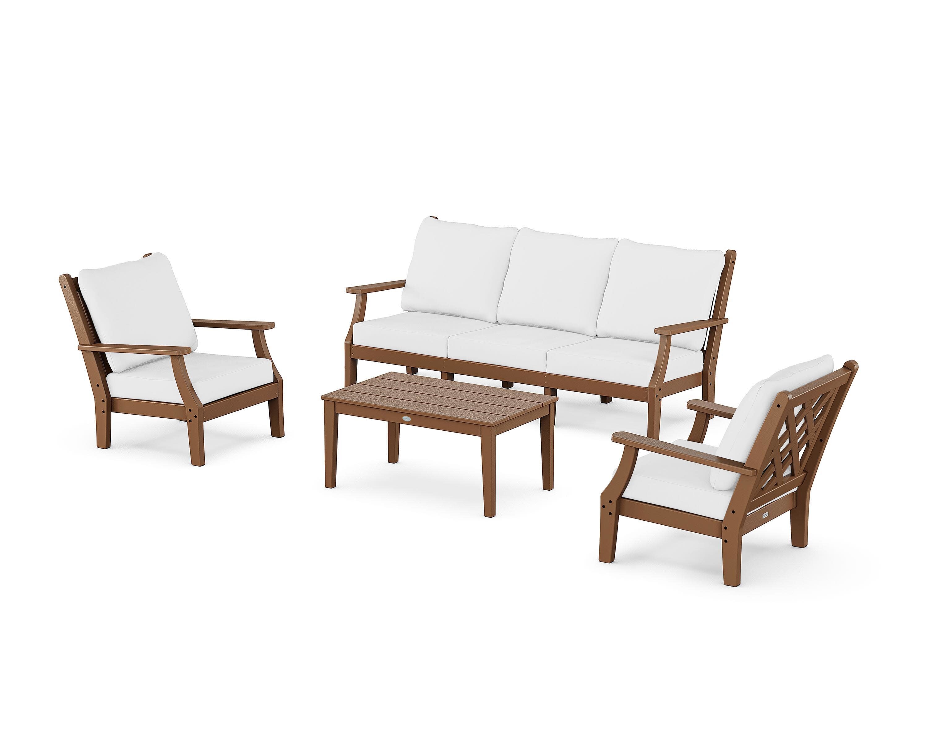 Wovendale 4-Piece Deep Seating Set with Sofa in Teak / Natural