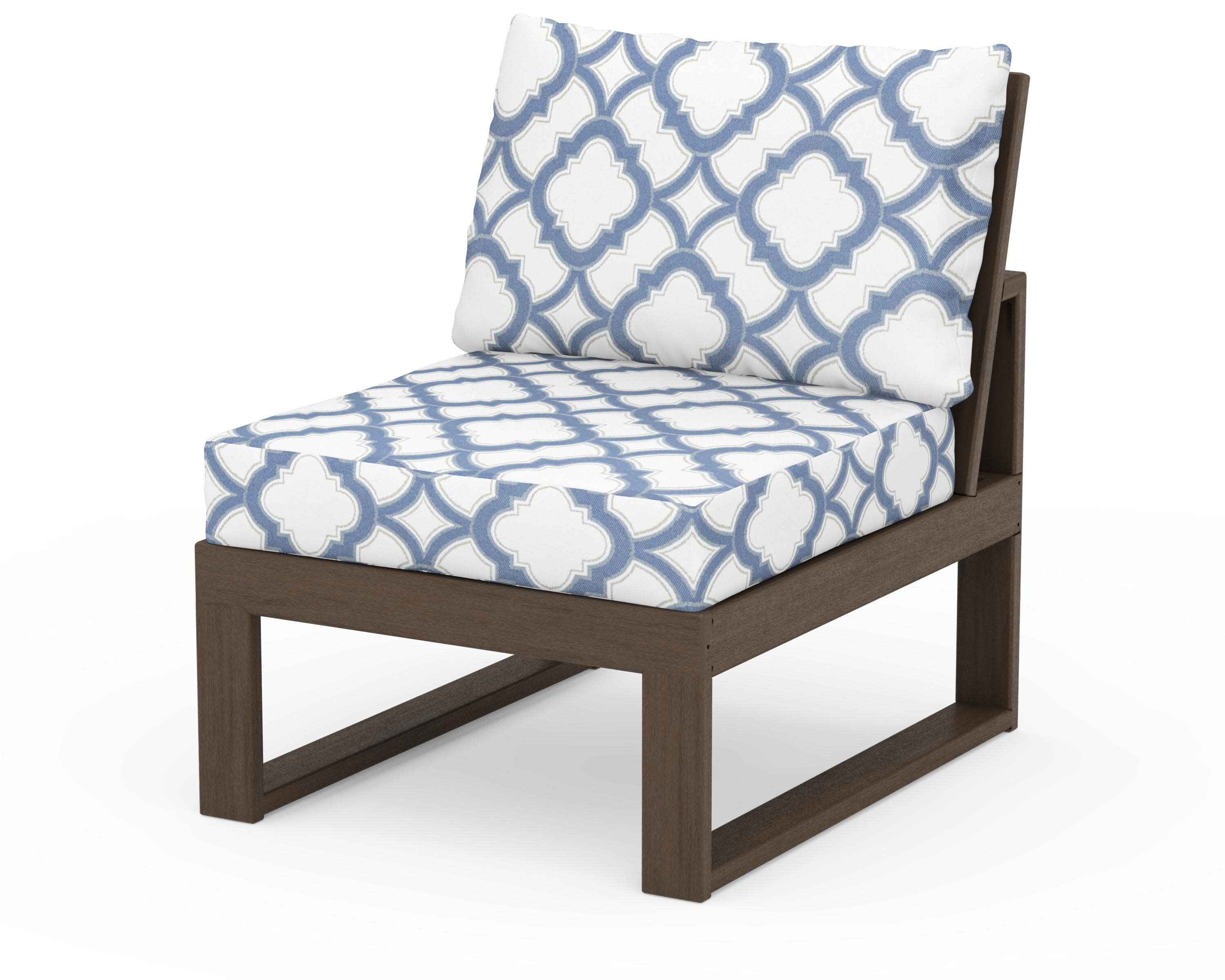 Modular Armless Chair in Kona / Trellis Sky Blue