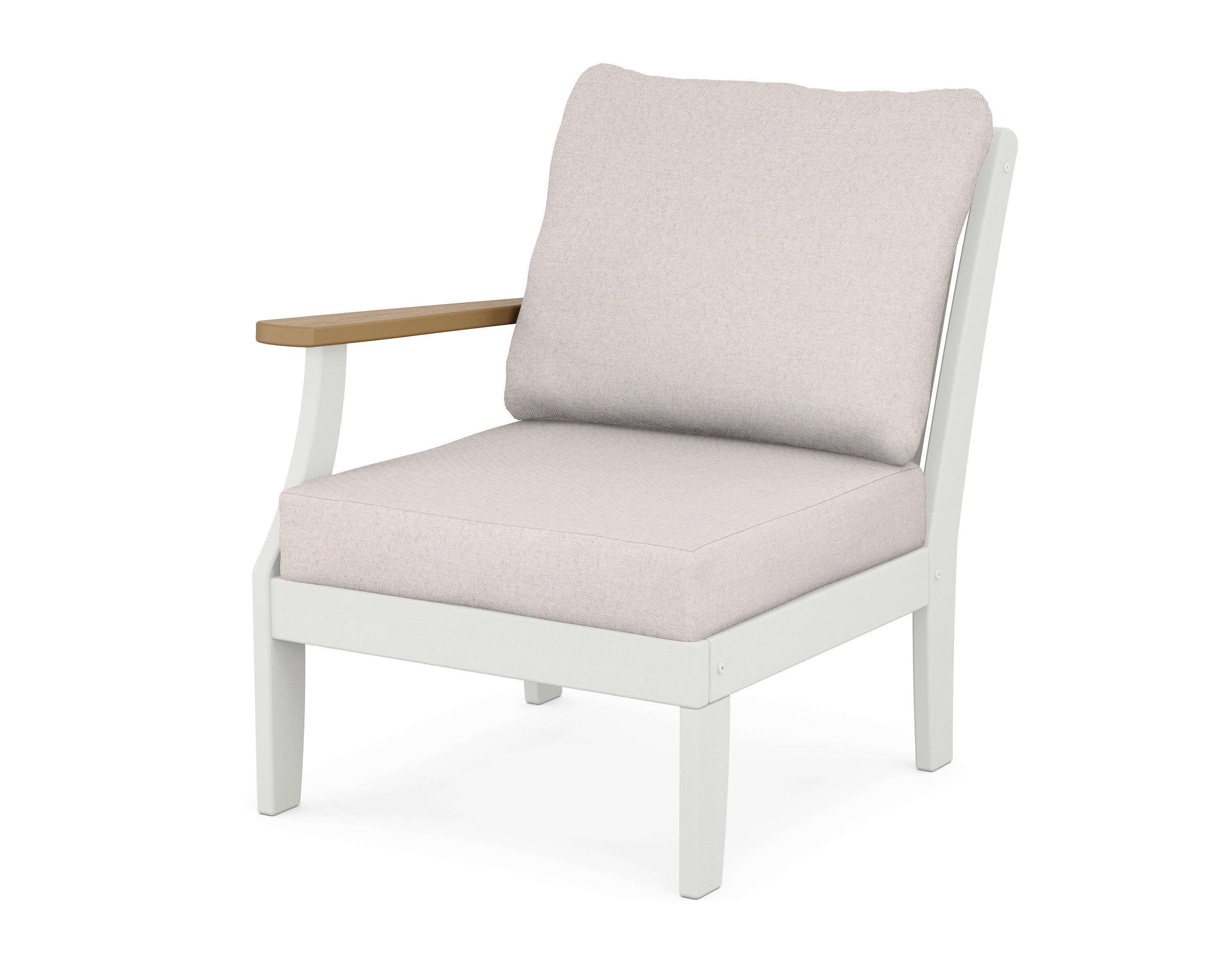 Braxton Modular Left Arm Chair in White / Natural / Dune Burlap
