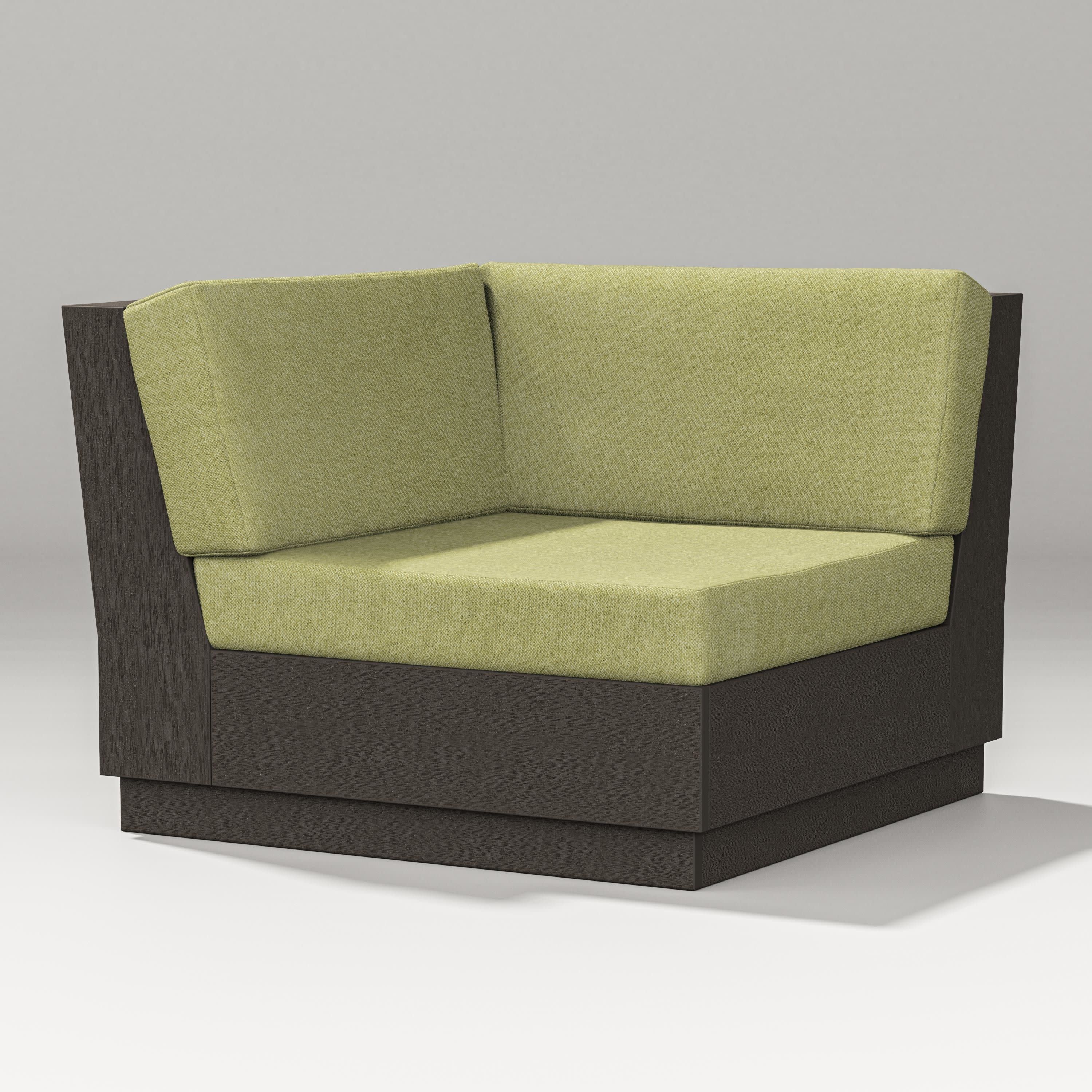 Elevate Modular Corner Chair in Vintage Coffee / Chartreuse Boucle