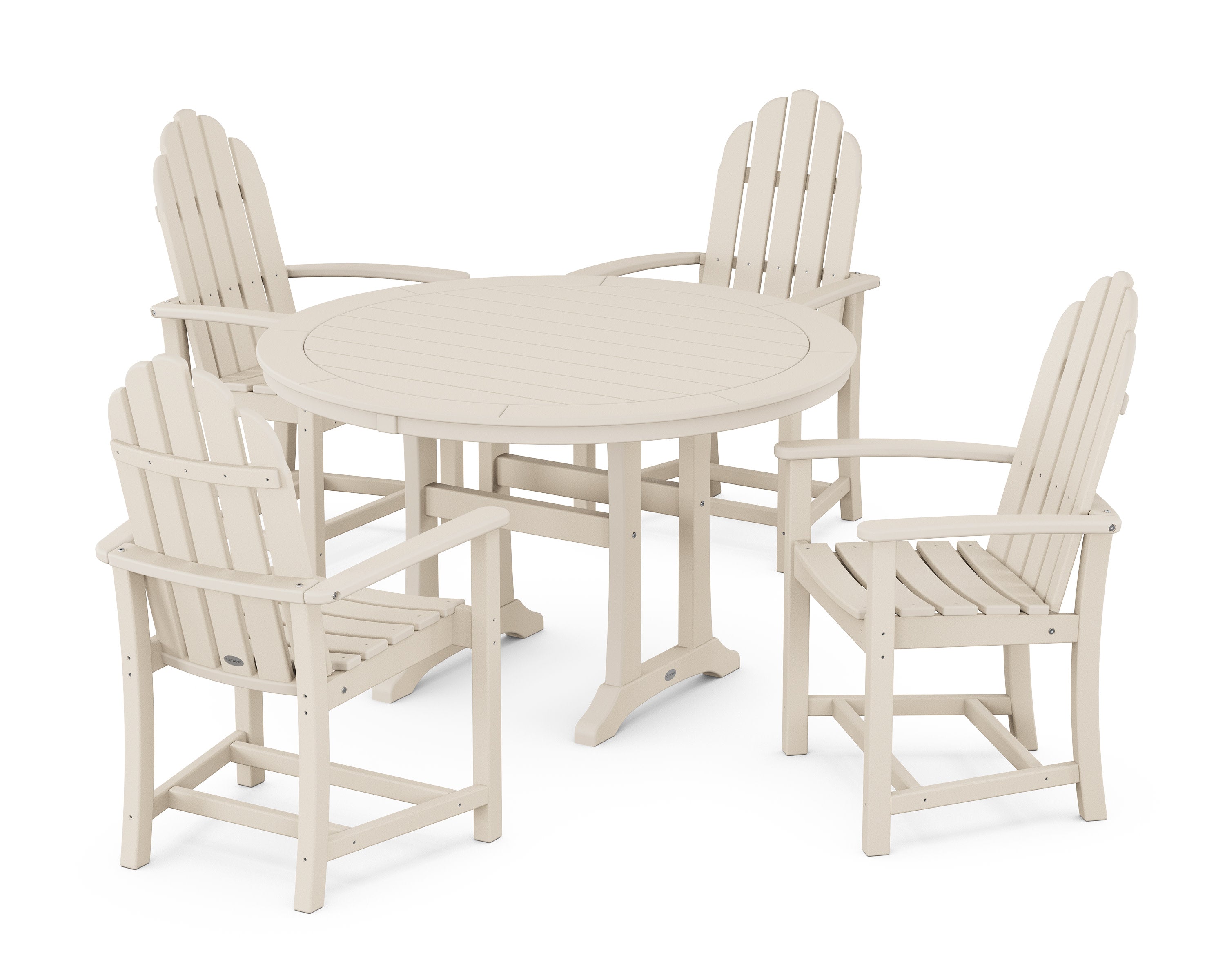 Classic Adirondack 5-Piece Round Dining Set with Trestle Legs in Sand