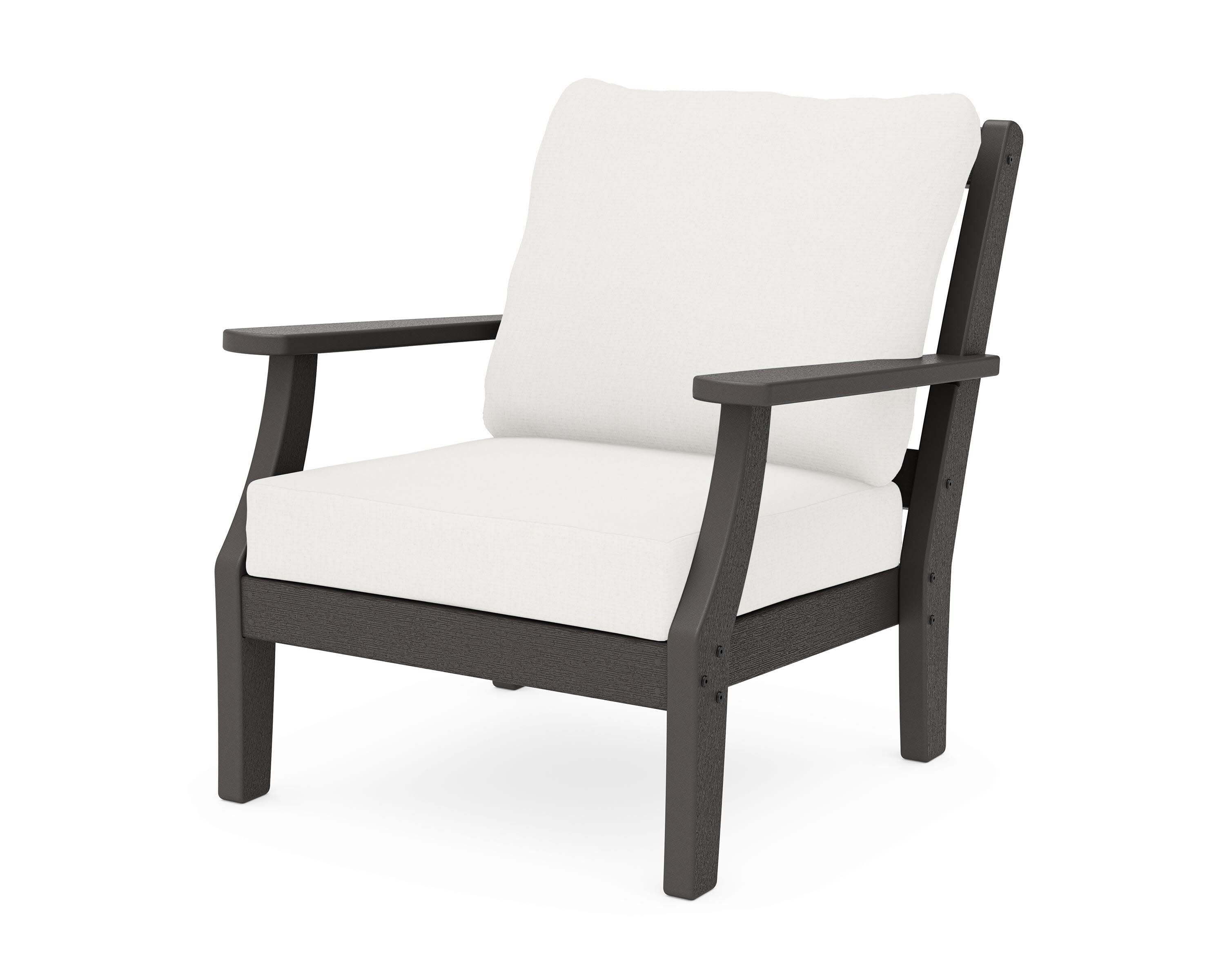 Chinoiserie Deep Seating Chair in Vintage Coffee / Natural Linen