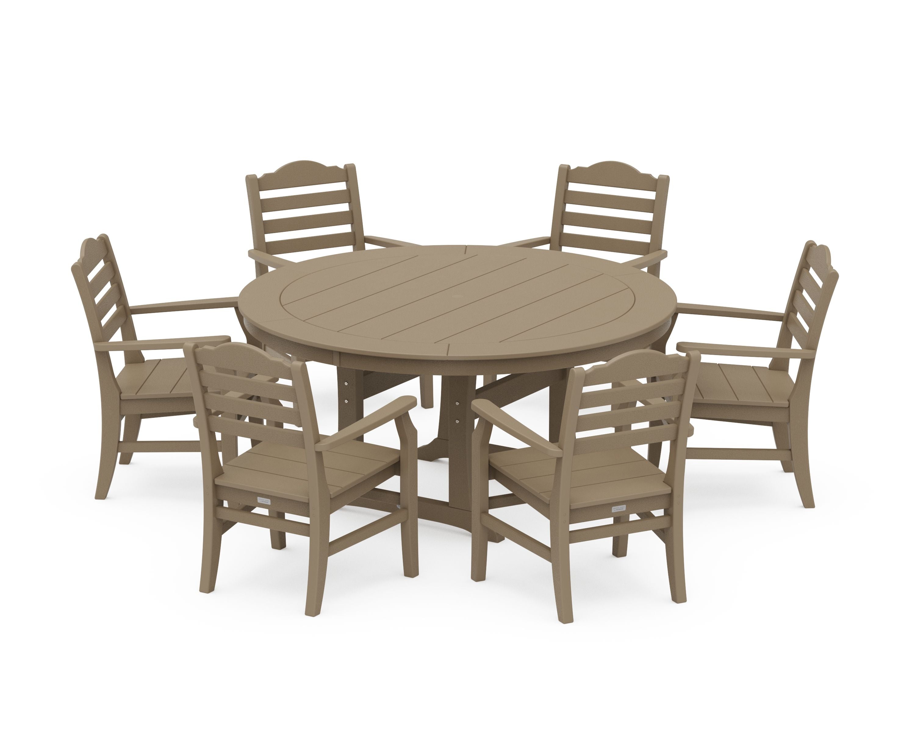 Savannah 7-Piece Arm Chair Round Dining Set in Vintage Sahara