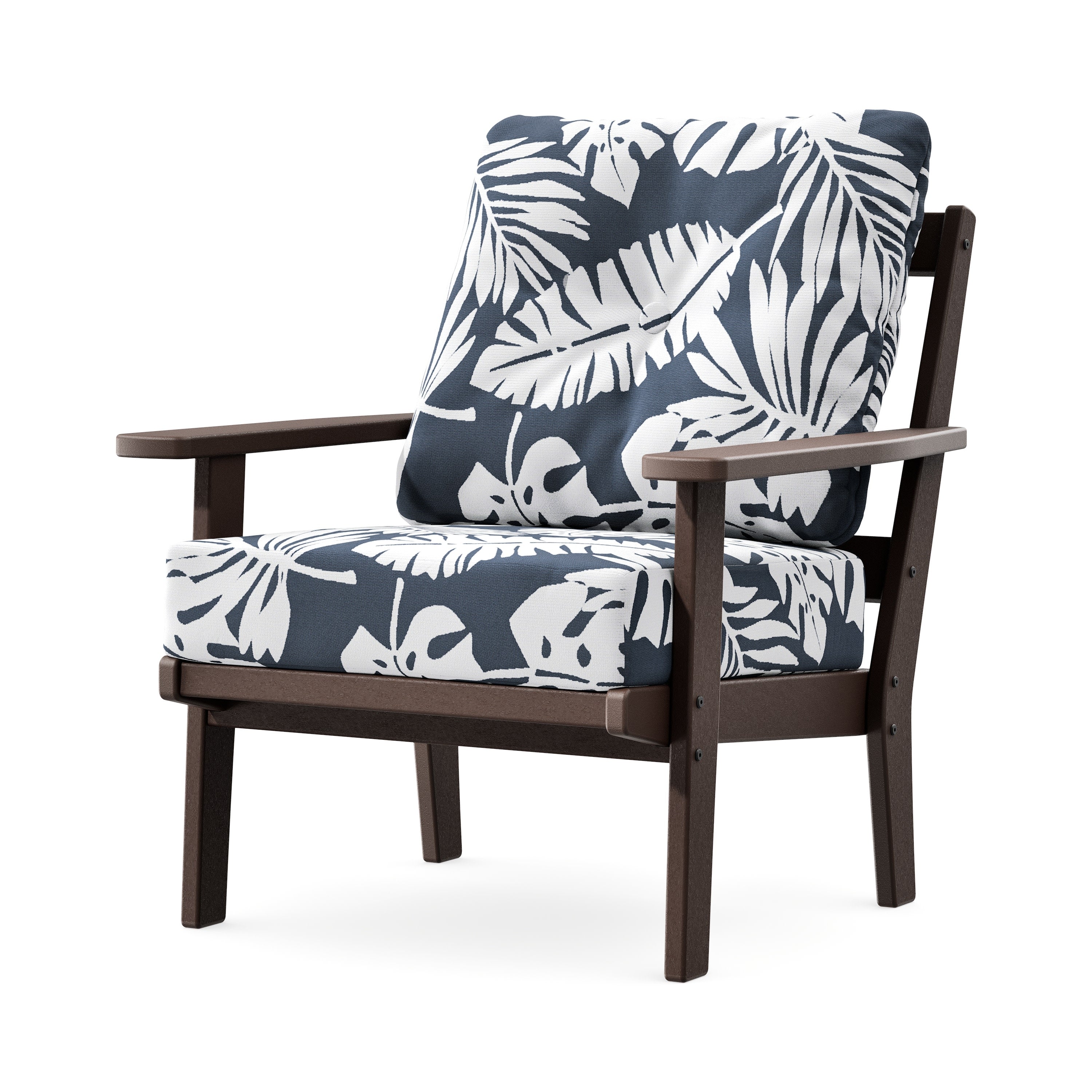Prairie Deep Seating Chair in Mahogany / Leaf Marine Indigo