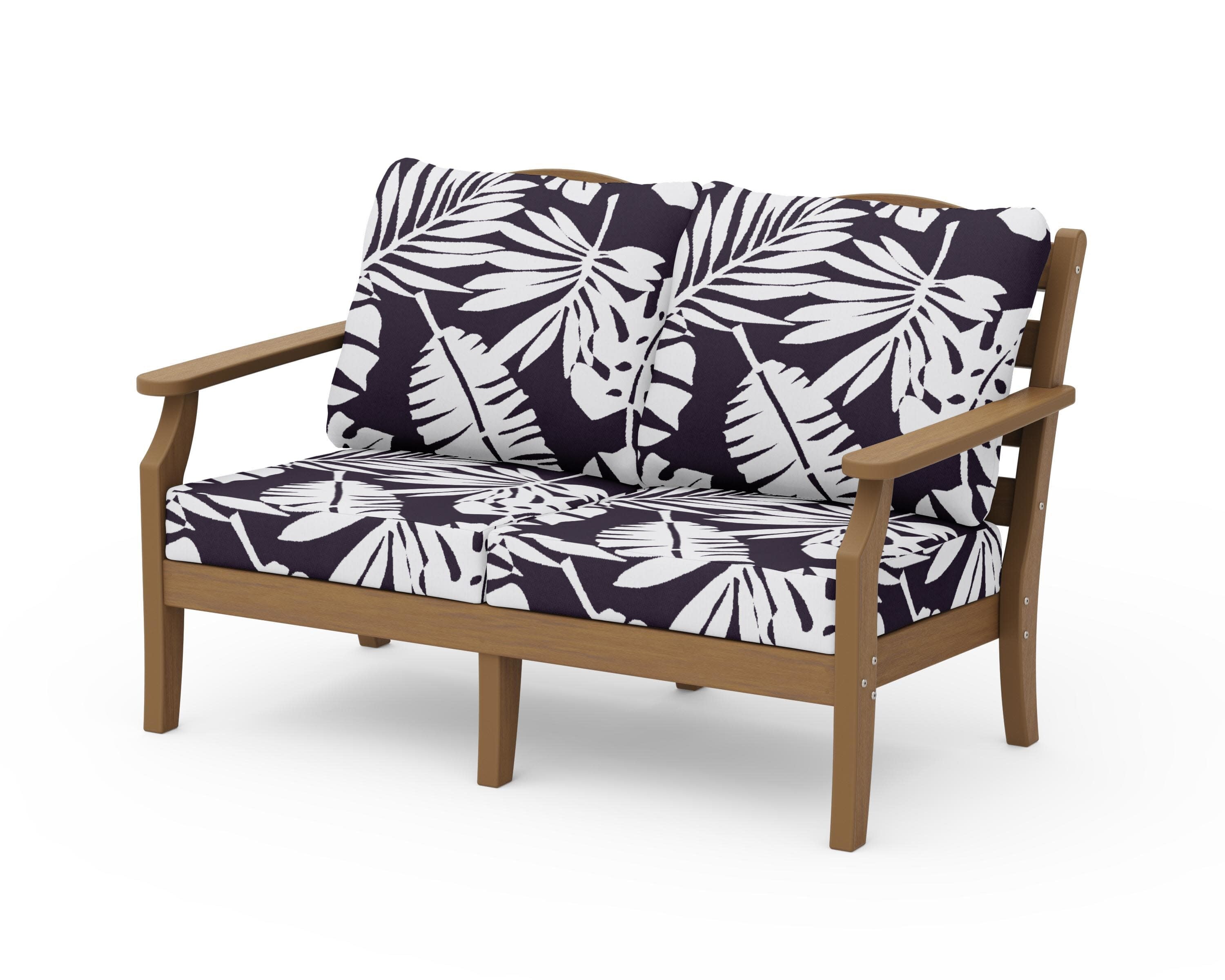 Savannah Deep Seating Loveseat in Natural / Leaf Navy