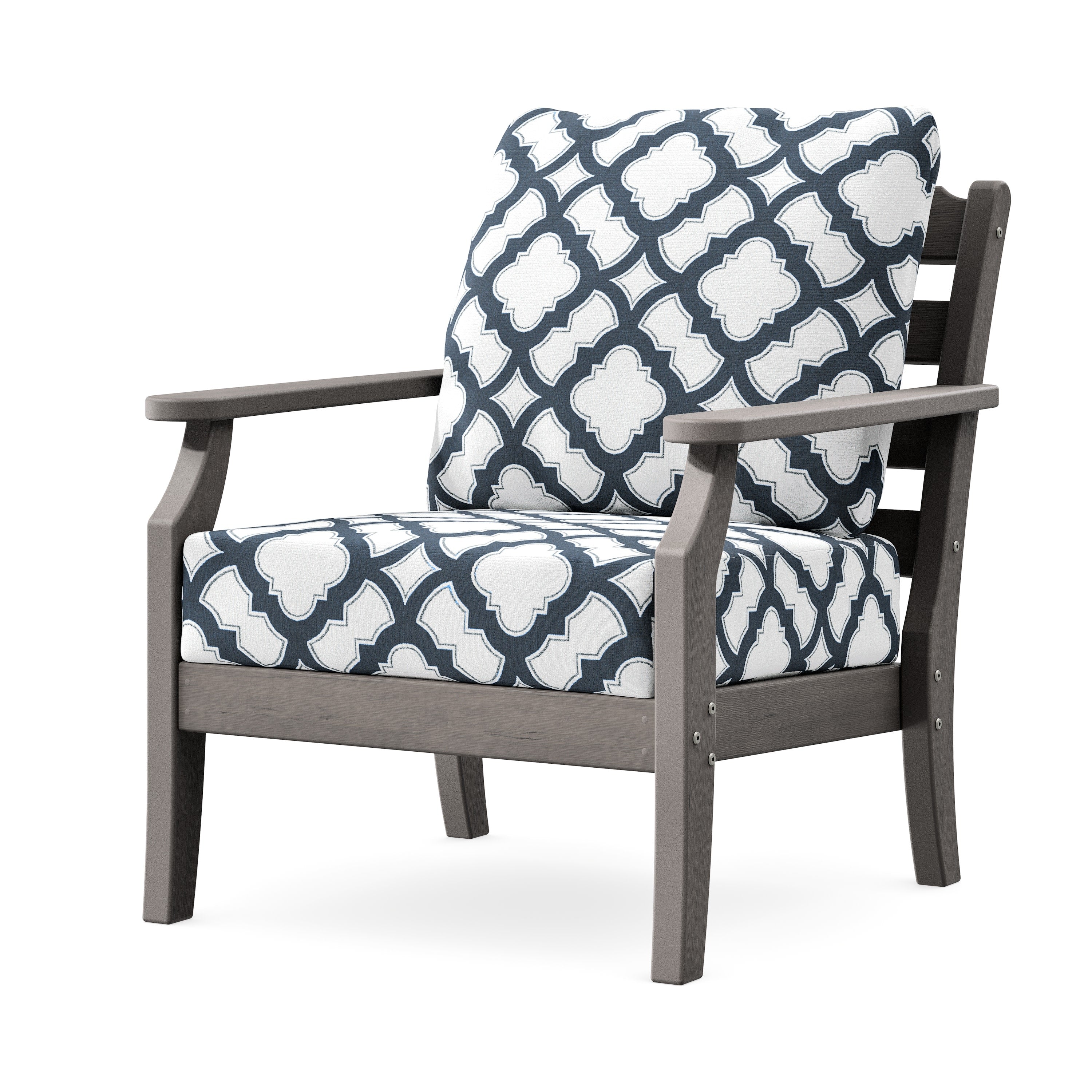 Savannah Deep Seating Chair in Driftwood / Trellis Marine Indigo
