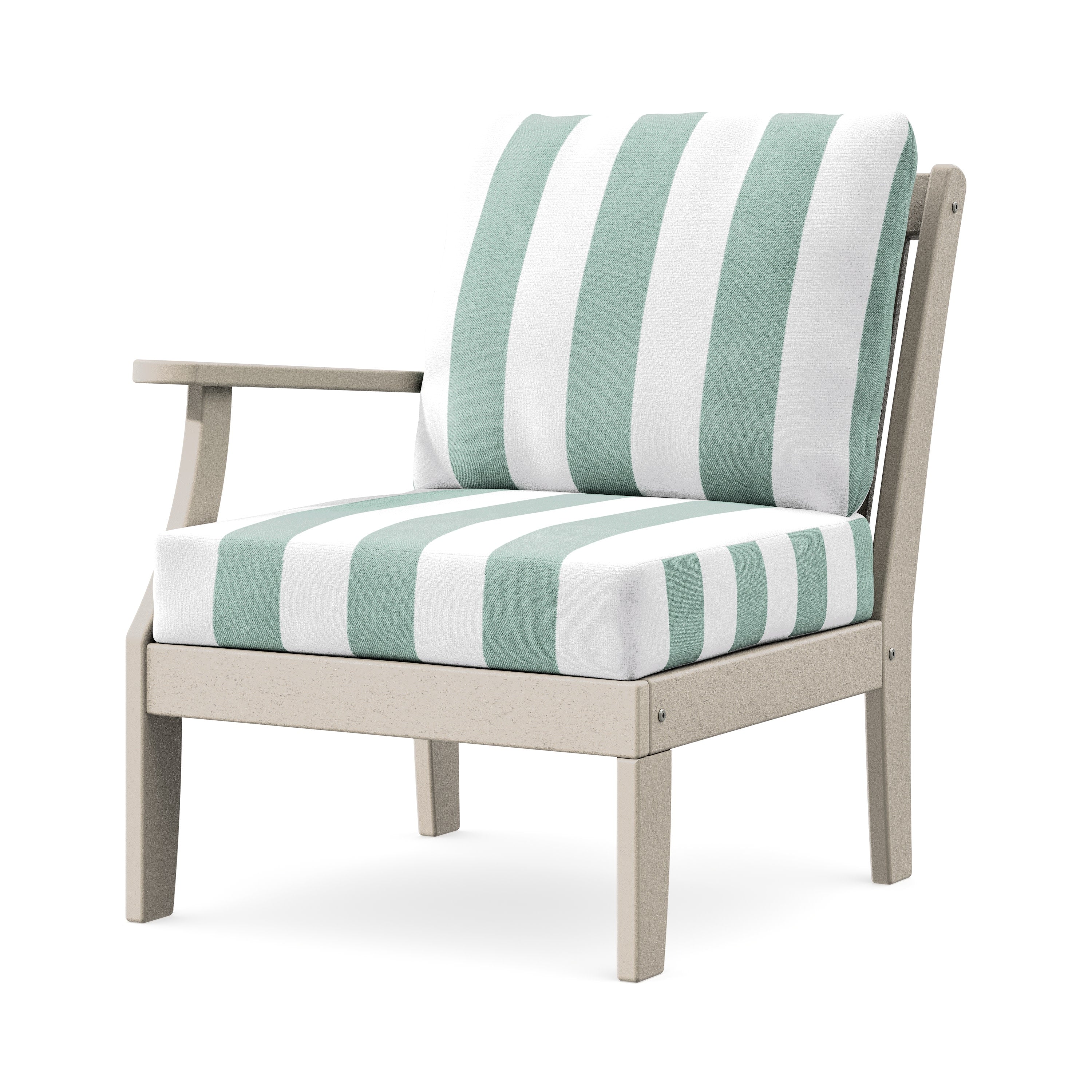 Braxton Modular Left Arm Chair in Sand / Cabana Stripe Glacier Spa