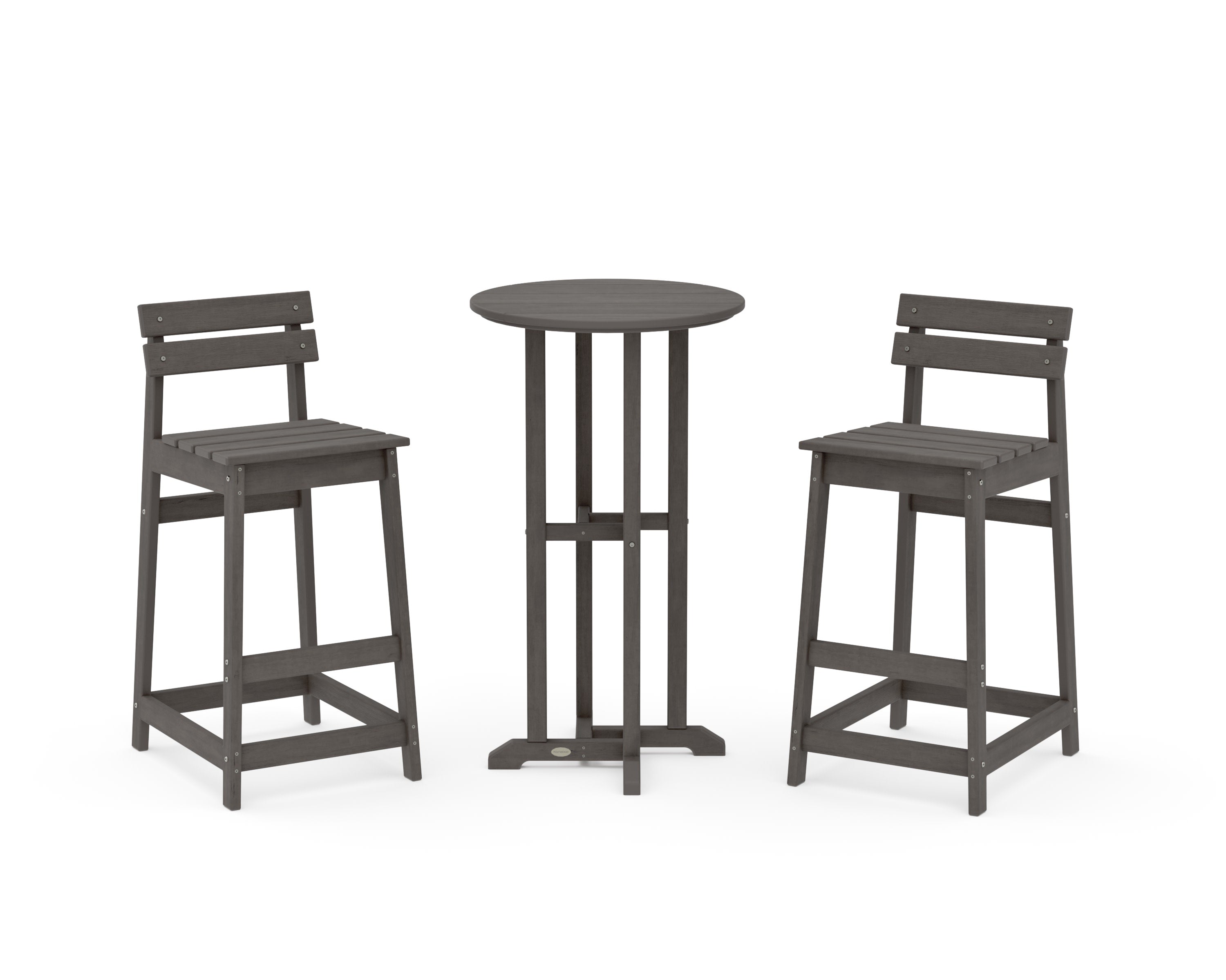 Modern Studio Plaza Lowback Bar Chair 3-Piece Bistro Set in Driftwood