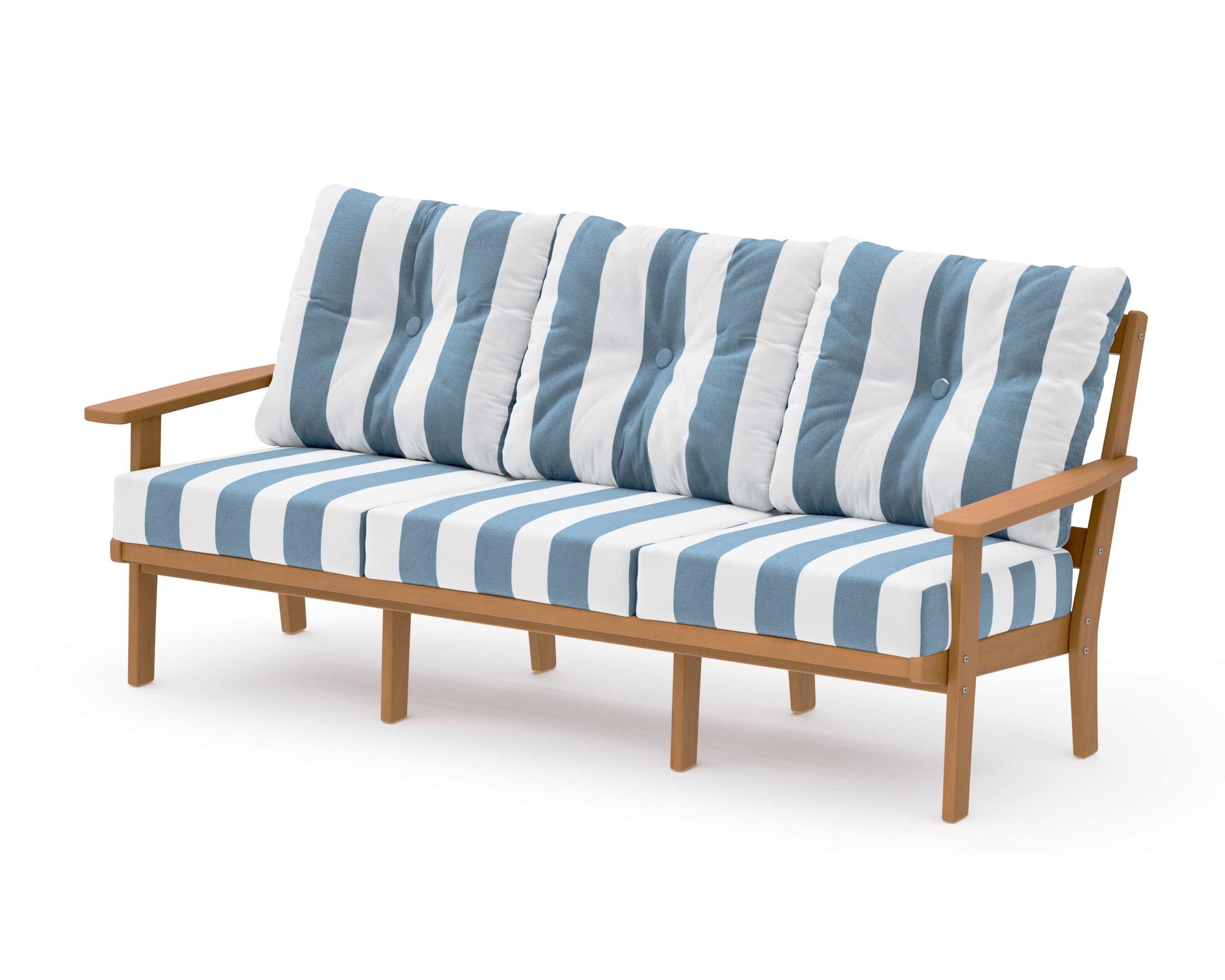 Oxford Deep Seating Sofa in Natural / Cabana Stripe Sky Blue