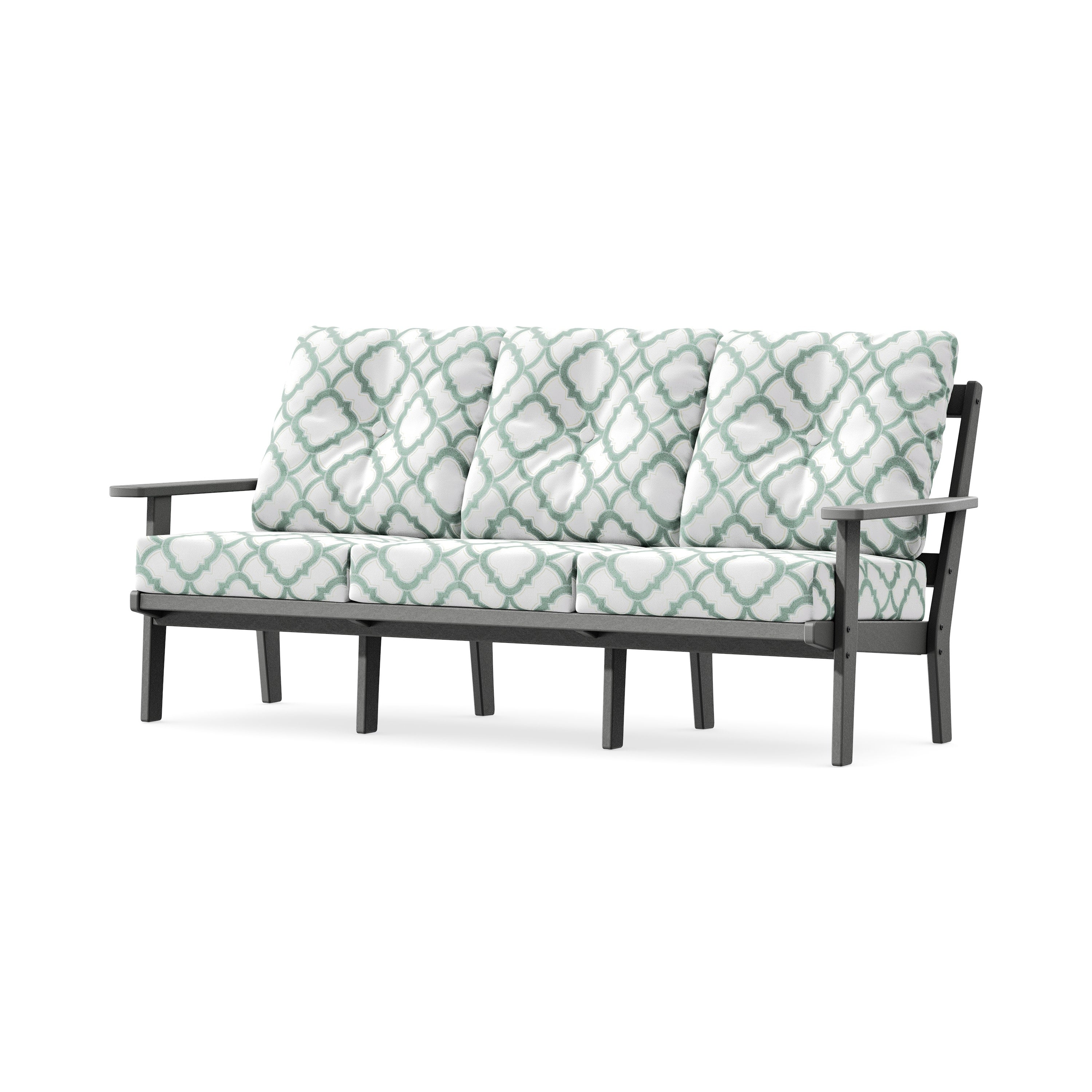 PrairieDeep Seating Sofa in Slate Grey / Trellis Glacier Spa