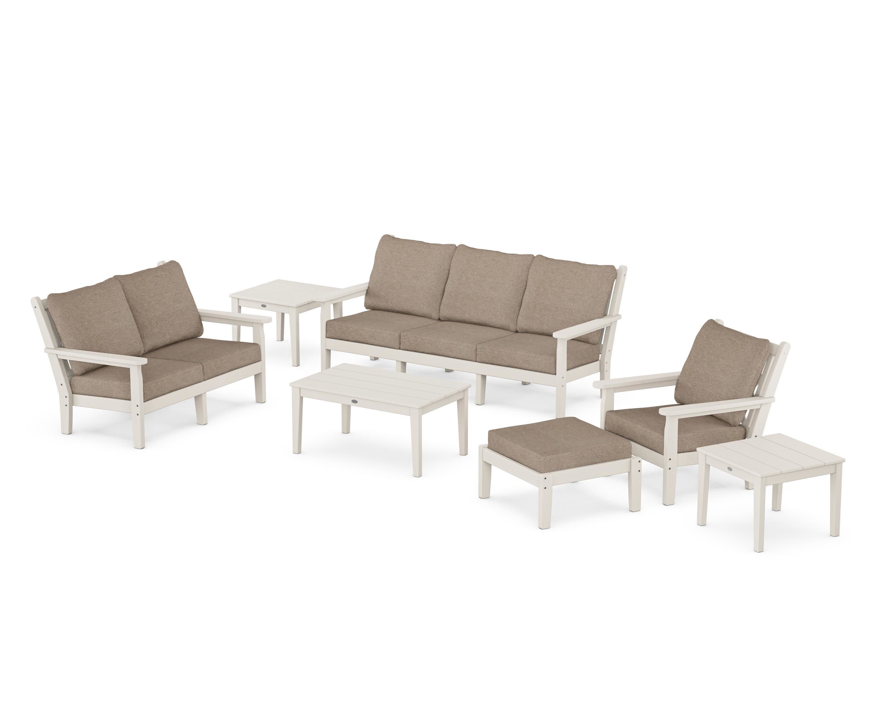 Chippendale 7-Piece Deep Seating Set in Sand / Spiced Burlap