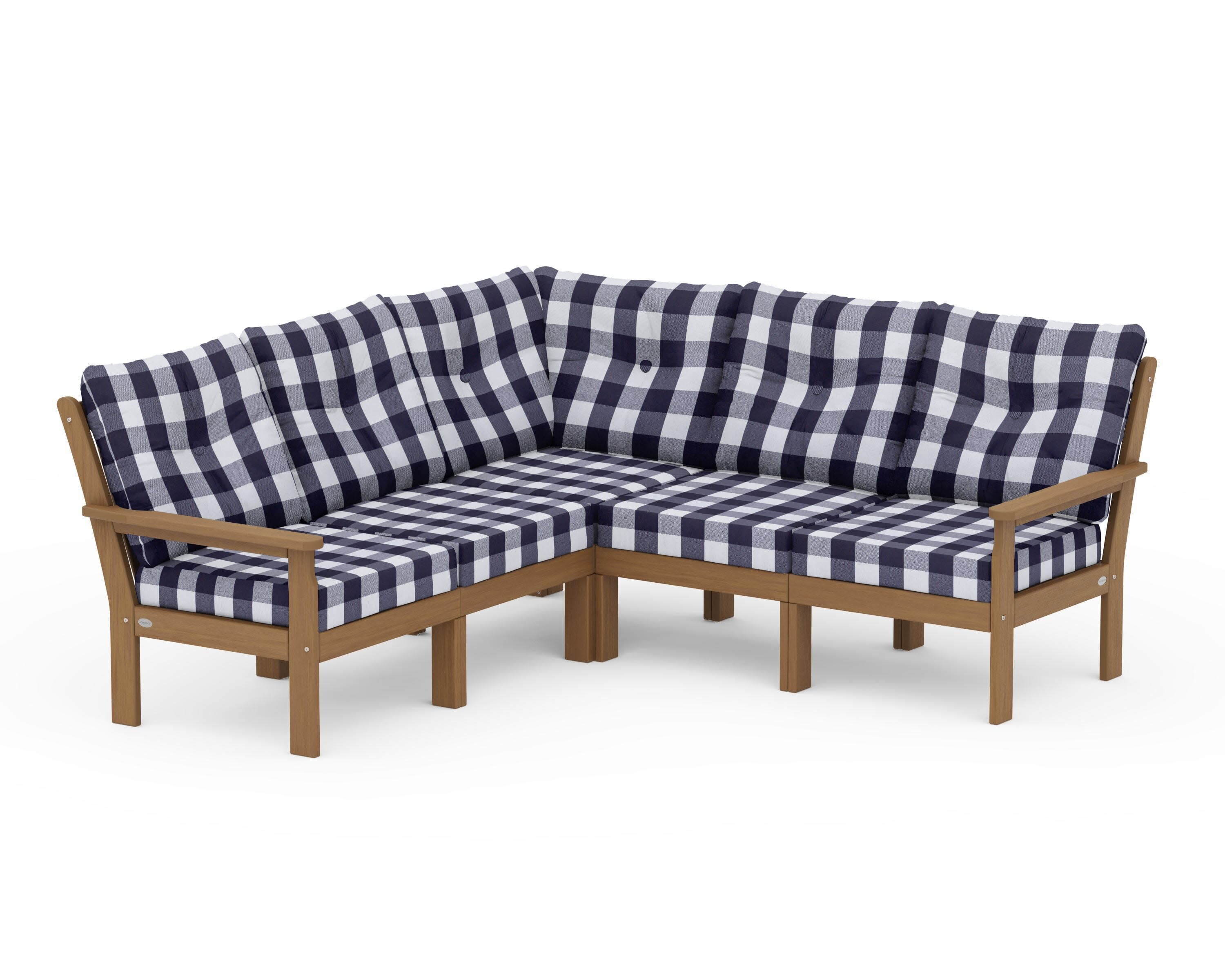 Vineyard 5-Piece Sectional in Natural / Buffalo Plaid Navy