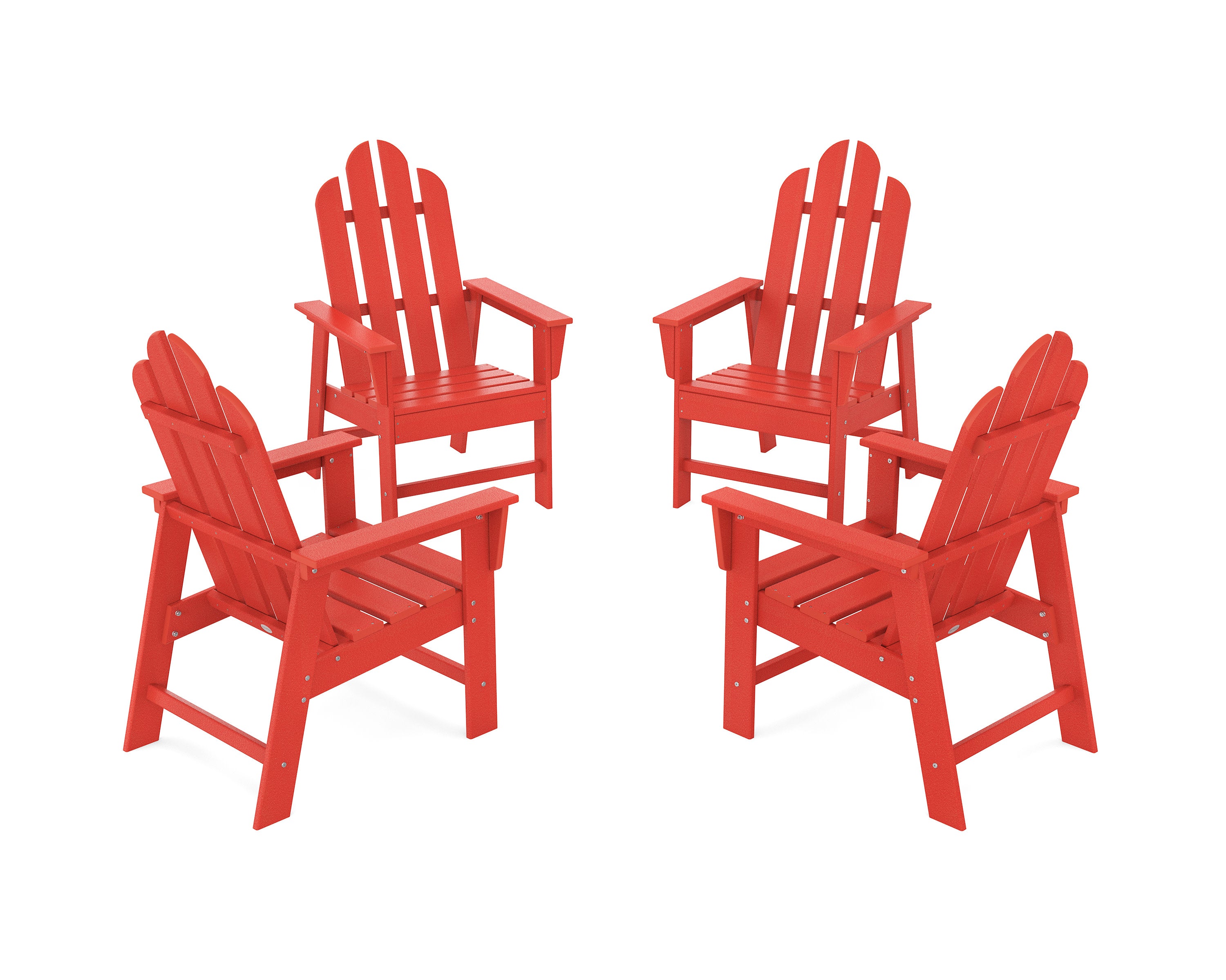 Long Island 4-Piece Upright Adirondack Conversation Set in Sunset Red
