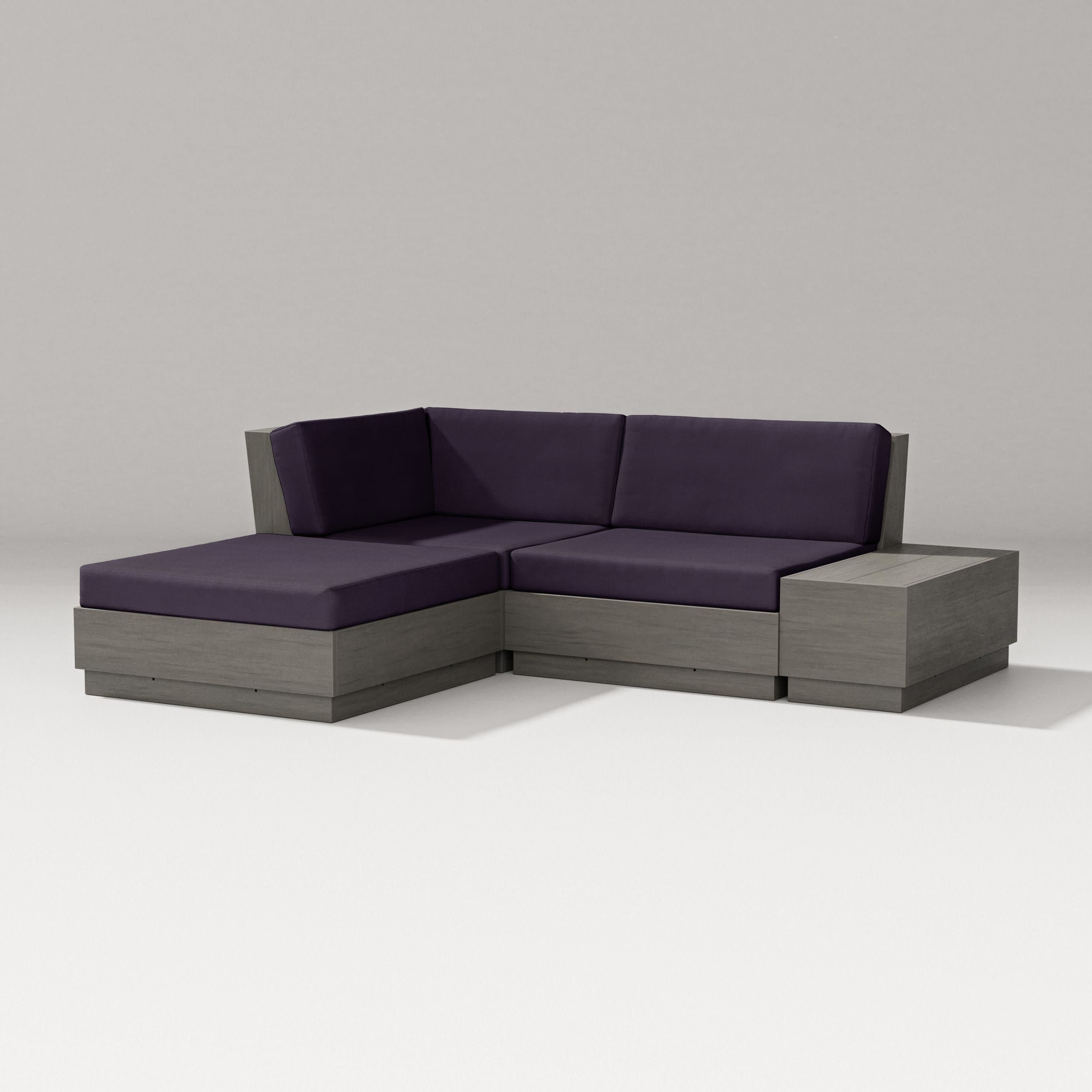 Elevate Loveseat Sectional with Chaise in Driftwood / Navy Linen