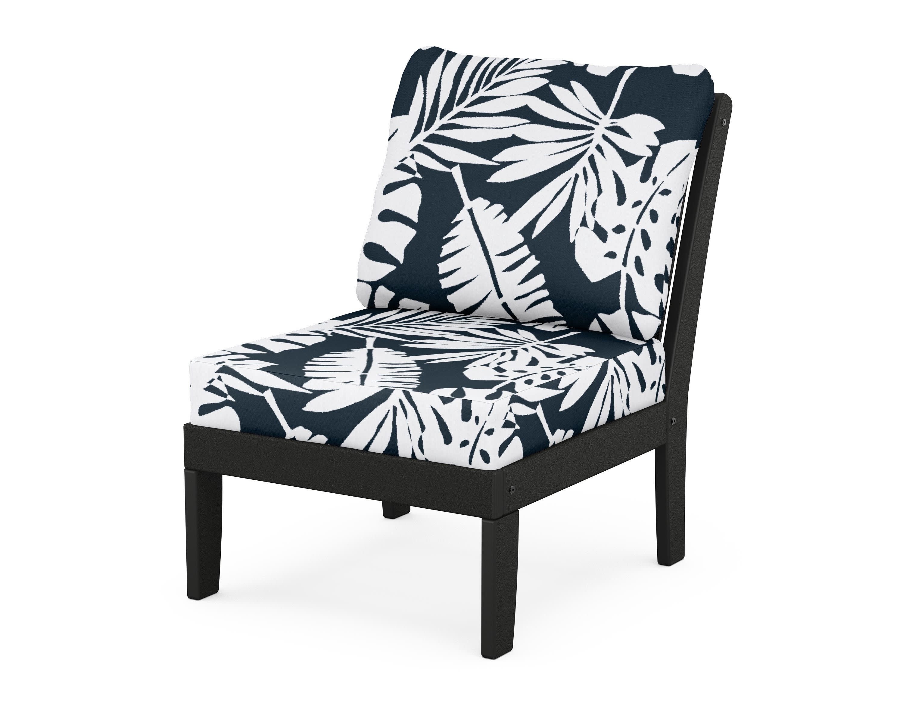 Braxton Modular Armless Chair in Black / Leaf Marine Indigo