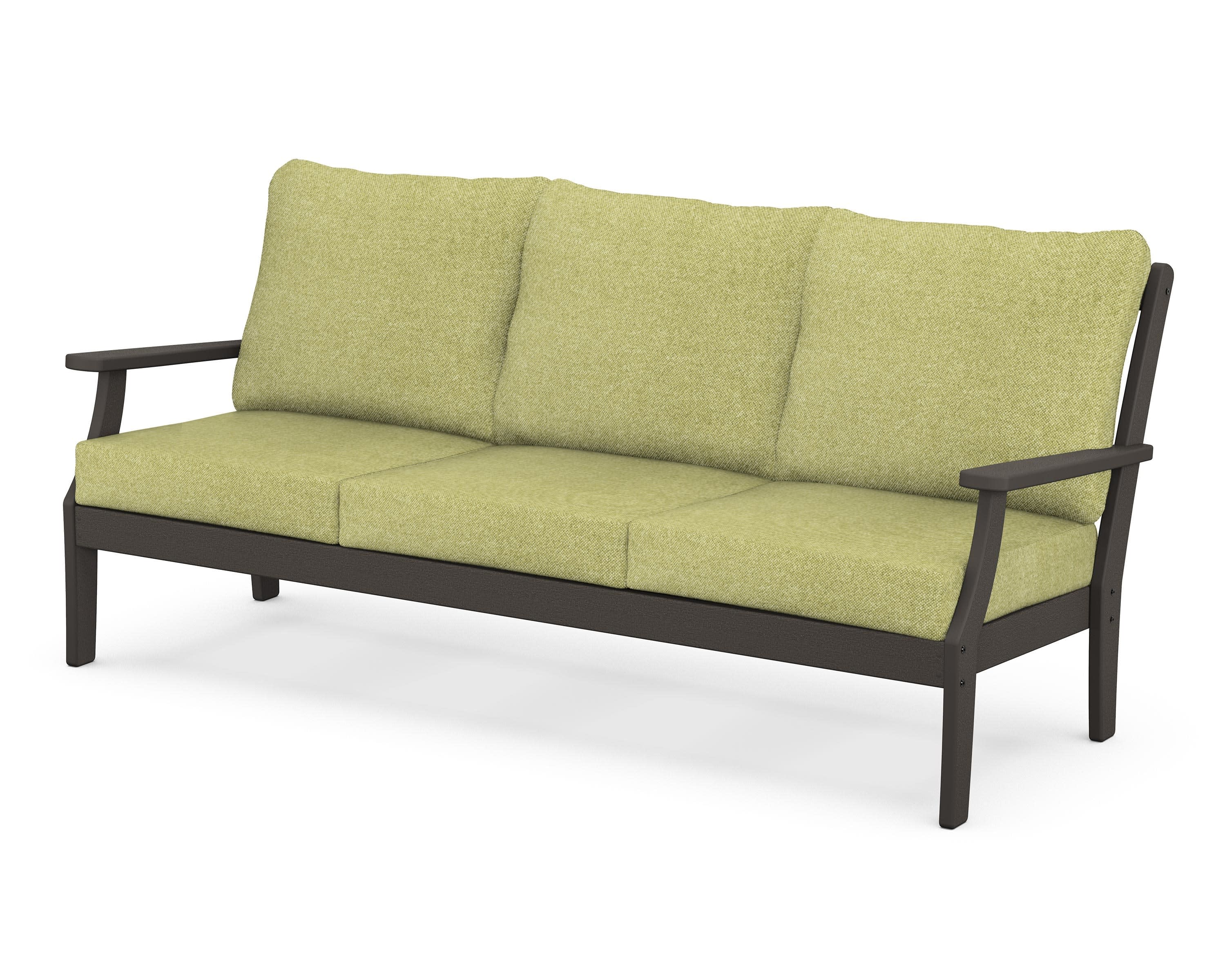 Braxton Deep Seating Sofa in Vintage Coffee / Chartreuse Boucle