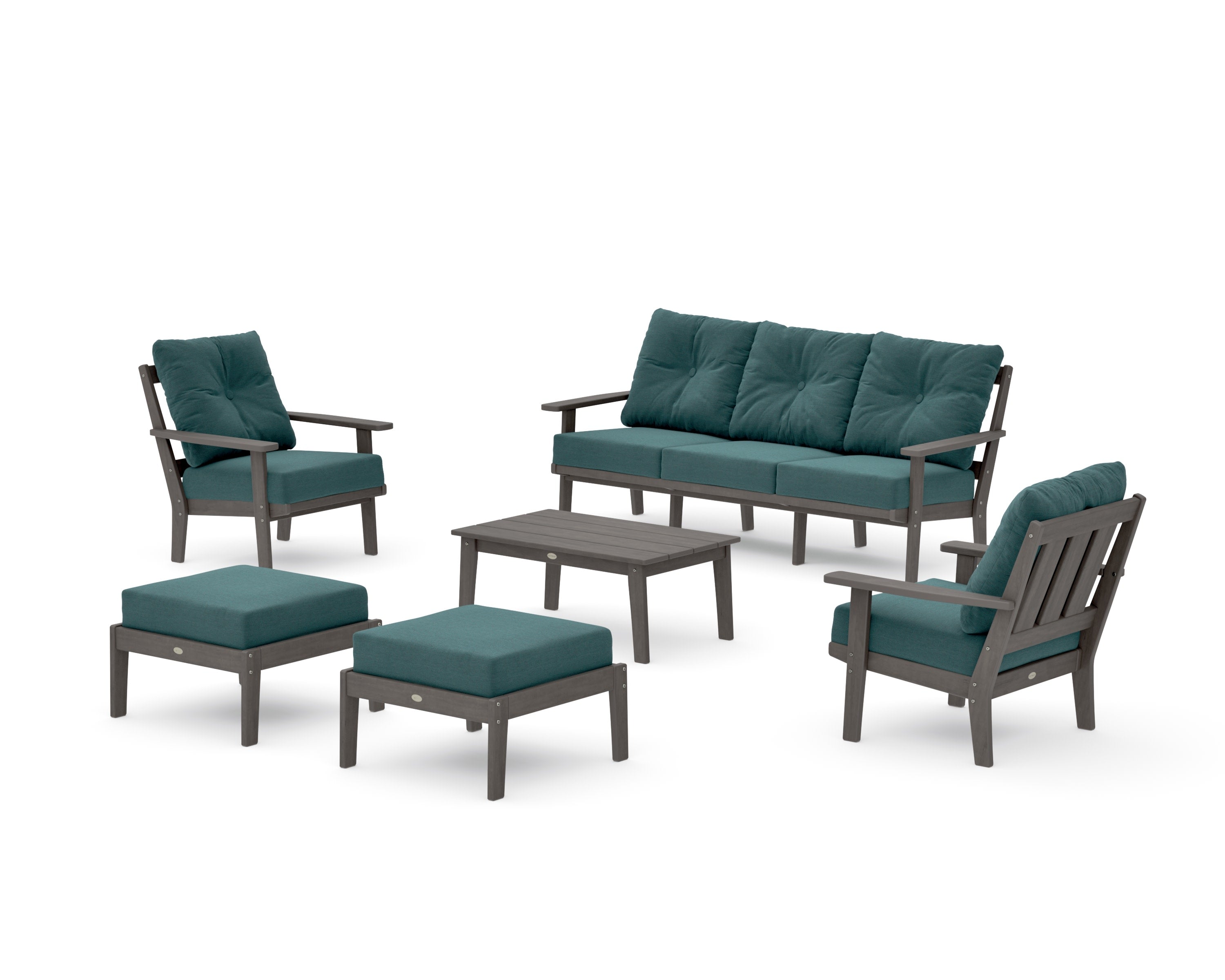 Oxford 6-Piece Lounge Sofa Set in Driftwood / Ocean Teal