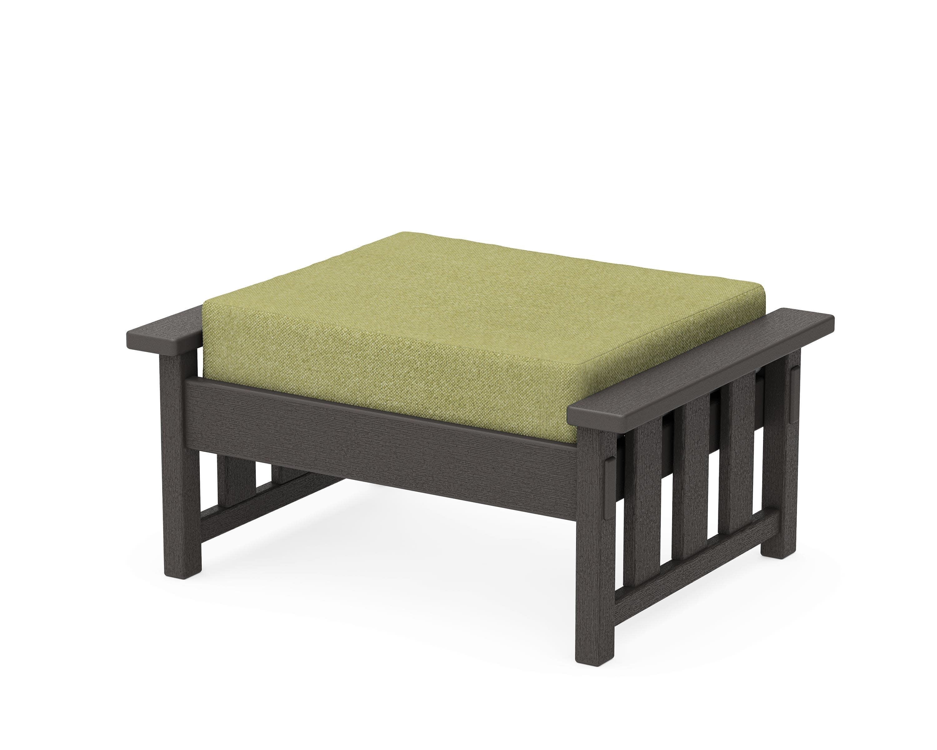 Acadia Deep Seating Ottoman in Vintage Coffee / Chartreuse Boucle
