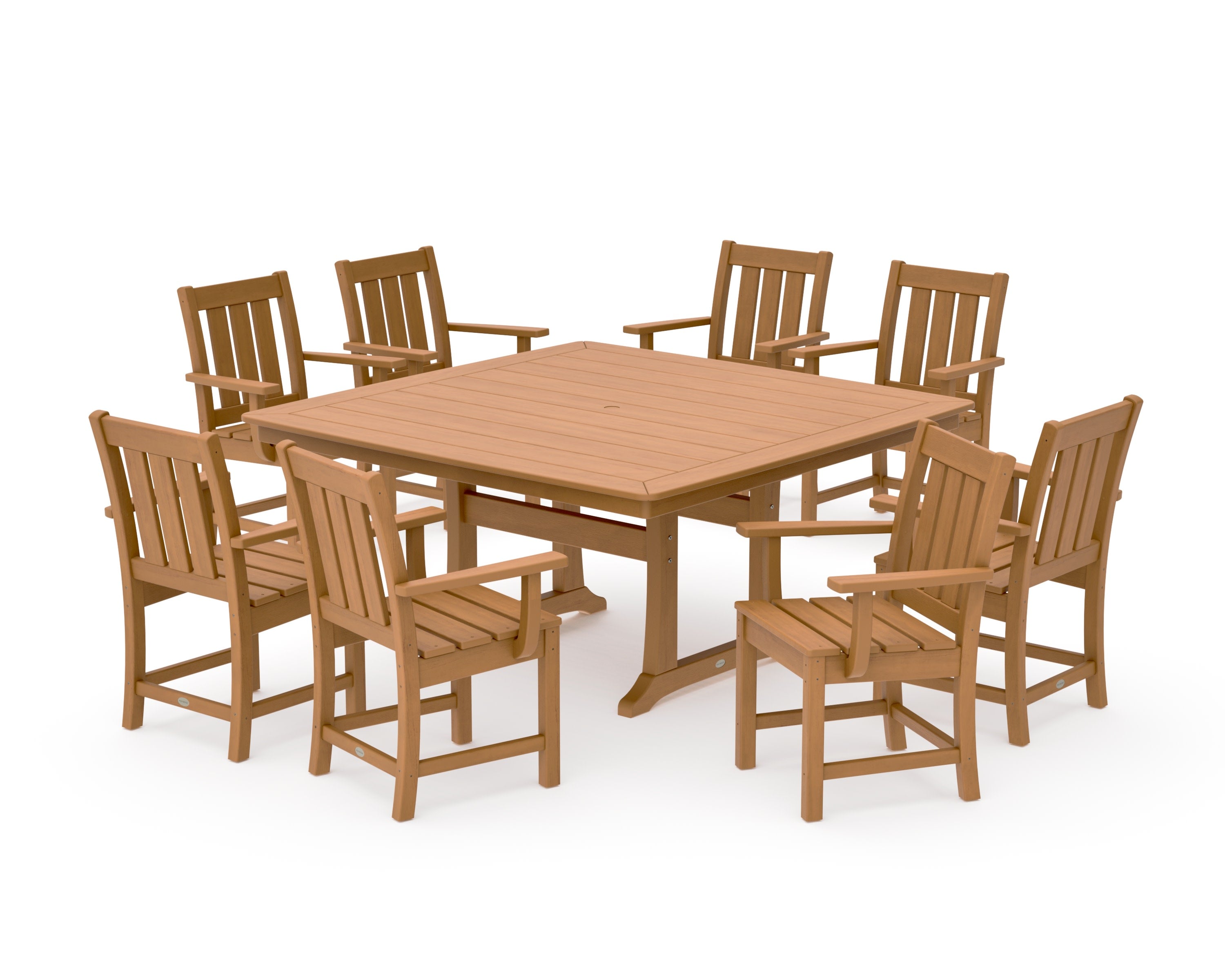 Oxford 9-Piece Square Dining Set with Trestle Legs in Natural