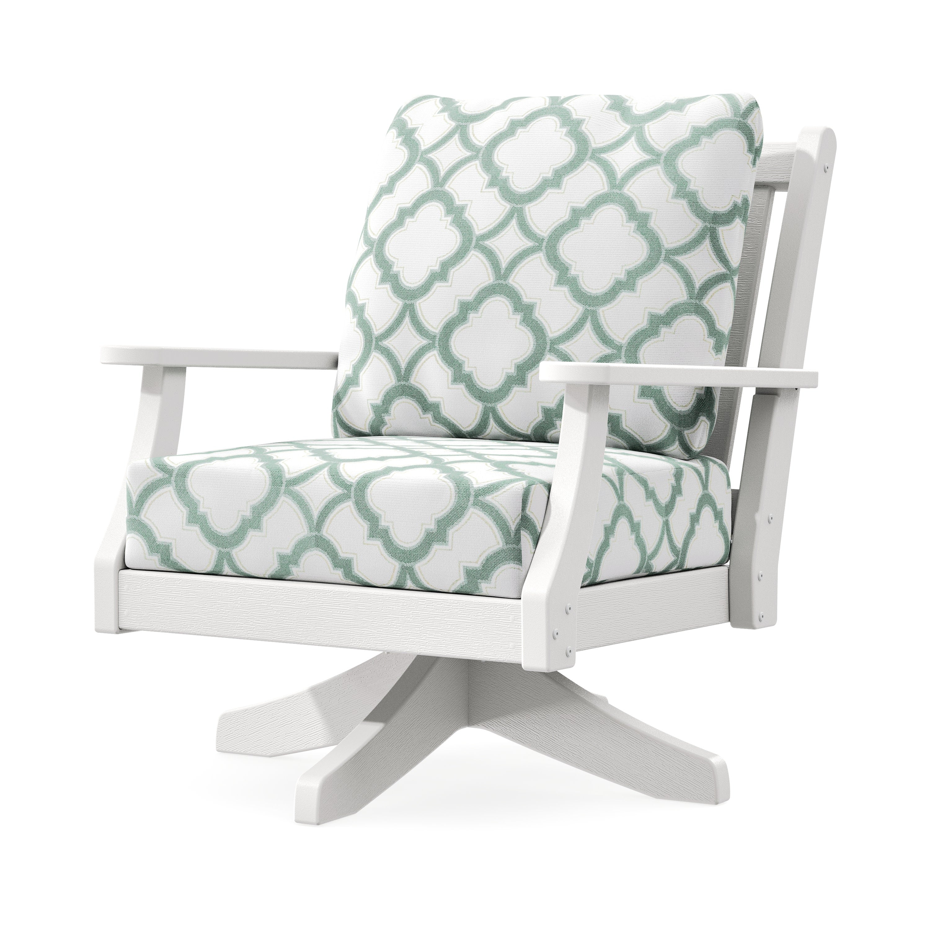 Wovendale Deep Seating Swivel Chair in Vintage White / Trellis Glacier Spa