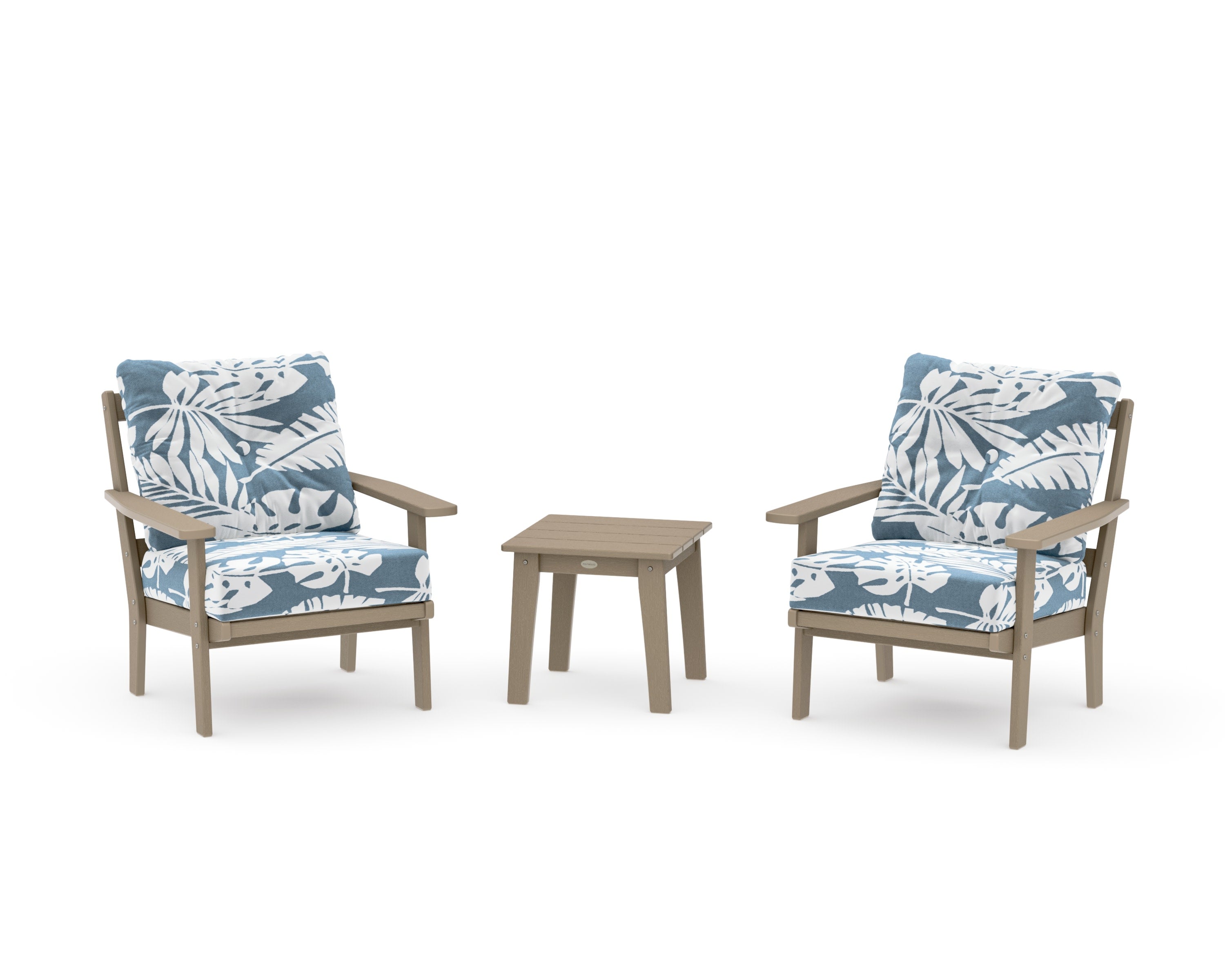 Prairie 3-Piece Deep Seating Set in Vintage Sahara / Leaf Sky Blue