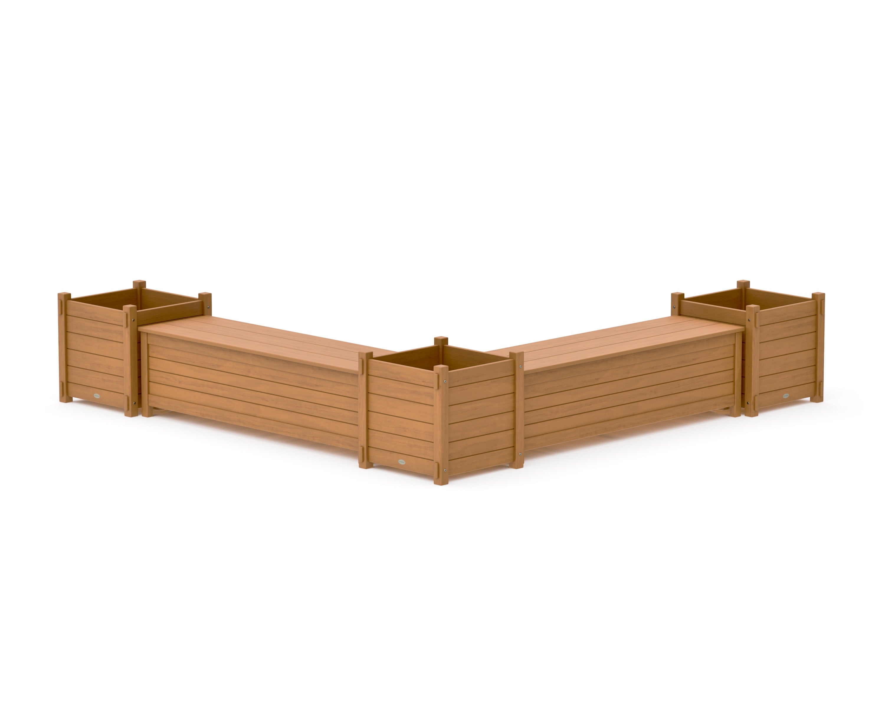 60" Nautical L- Shaped Planter Storage Bench Corner Set- Large in Natural