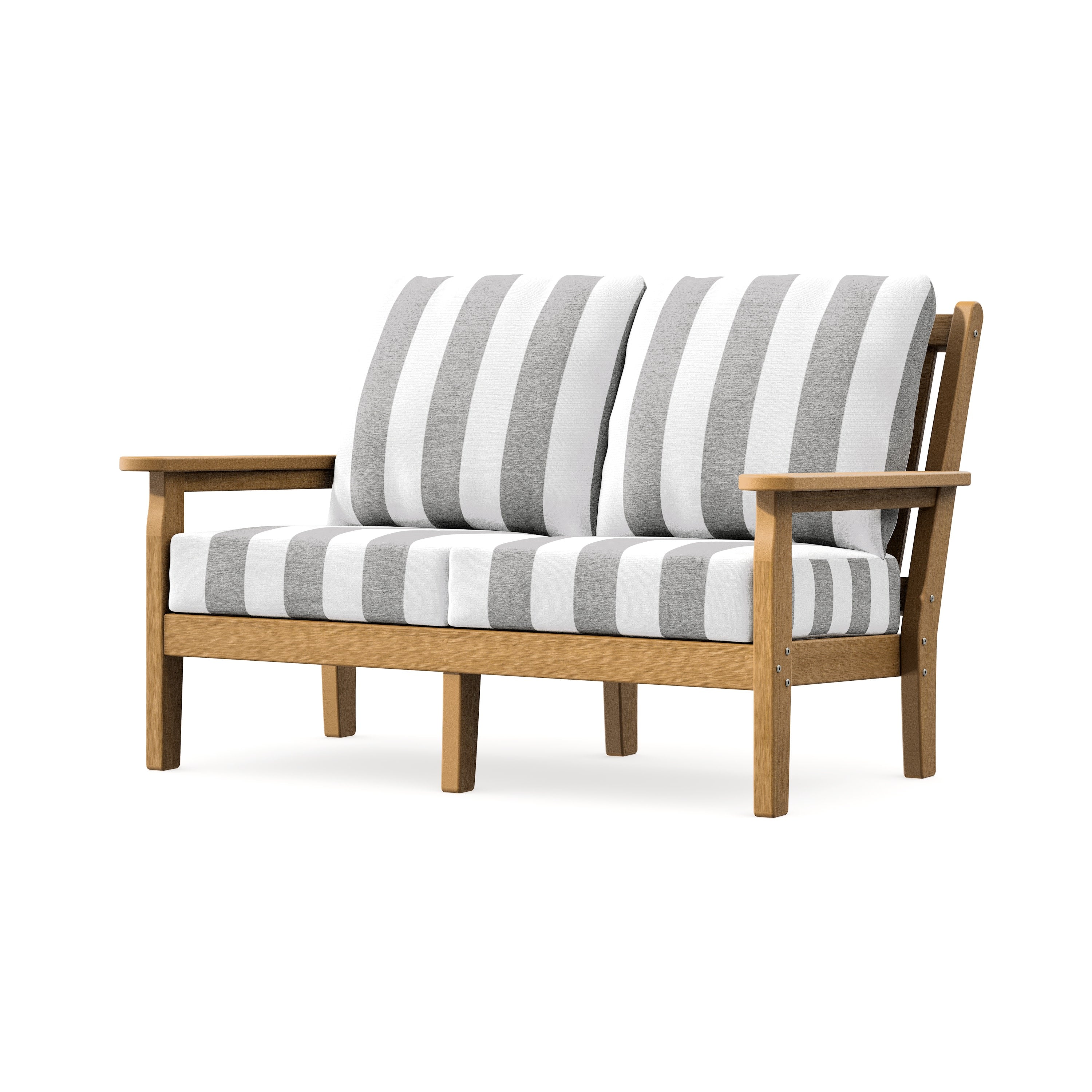 Chippendale Deep Seating Loveseat in Natural / Cabana Stripe Grey Mist