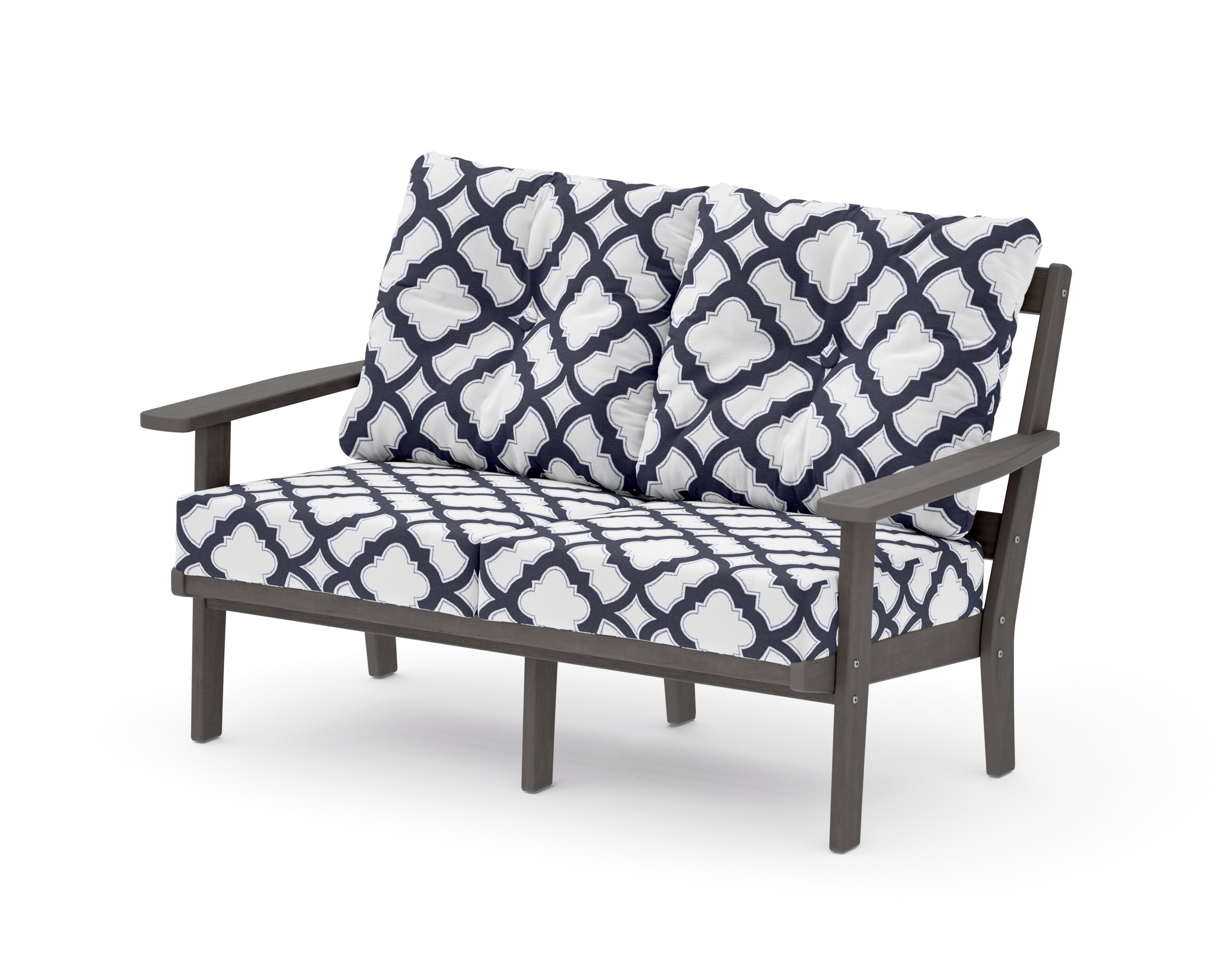 Oxford Deep SeatingLoveseat in Driftwood / Trellis Navy