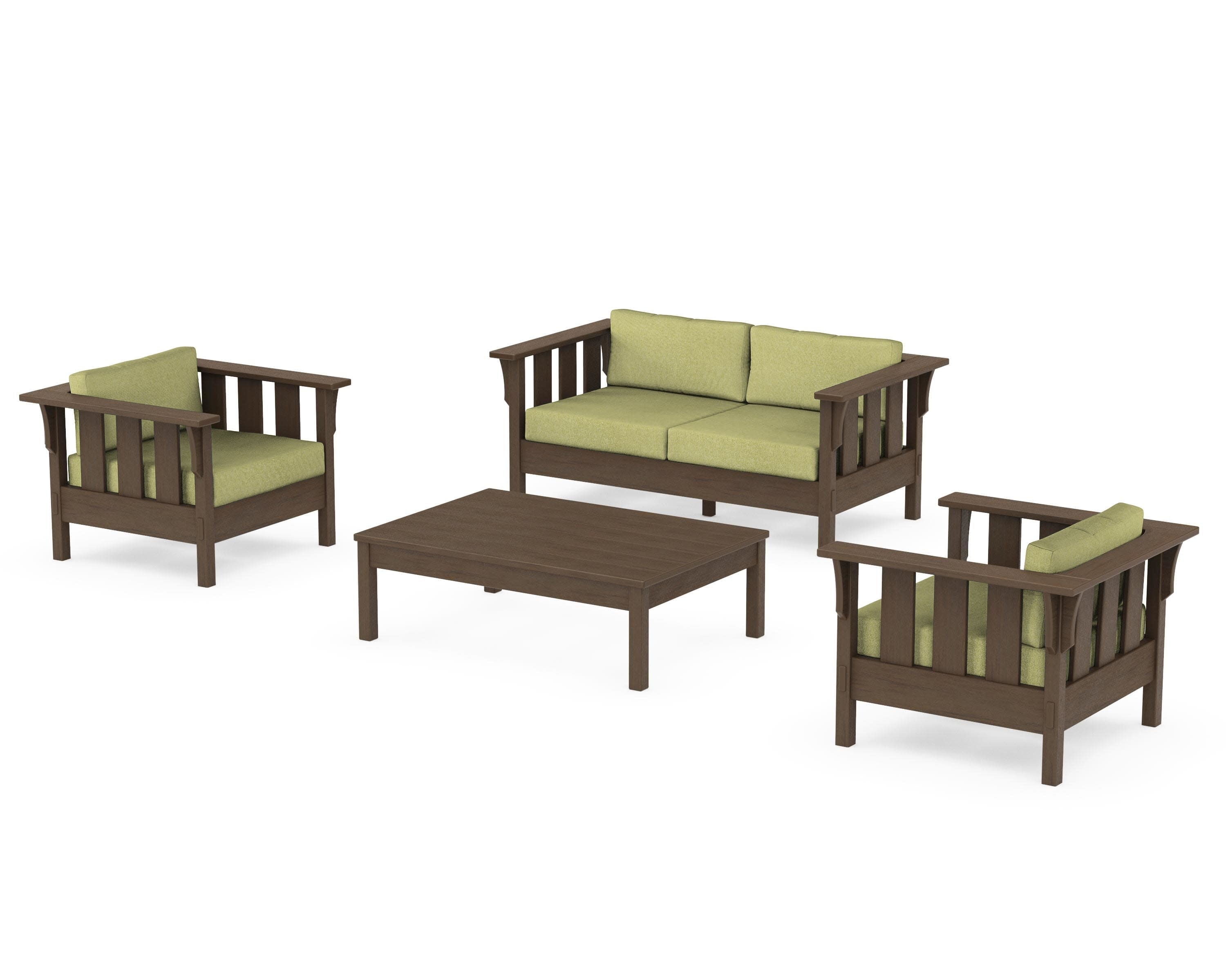 Acadia 4-Piece Deep Seating Set with Loveseat in Kona / Chartreuse Boucle